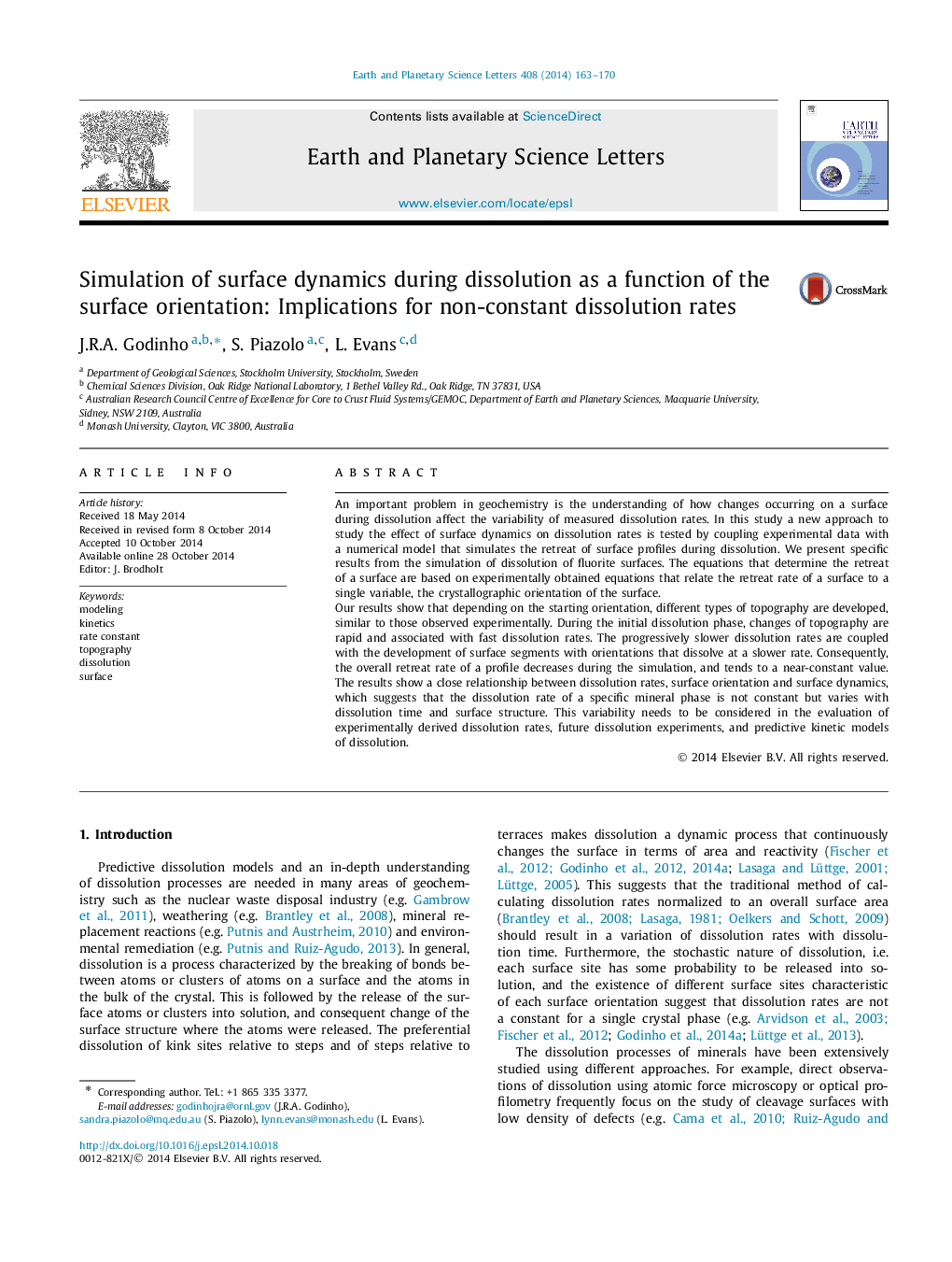 Simulation of surface dynamics during dissolution as a function of the surface orientation: Implications for non-constant dissolution rates