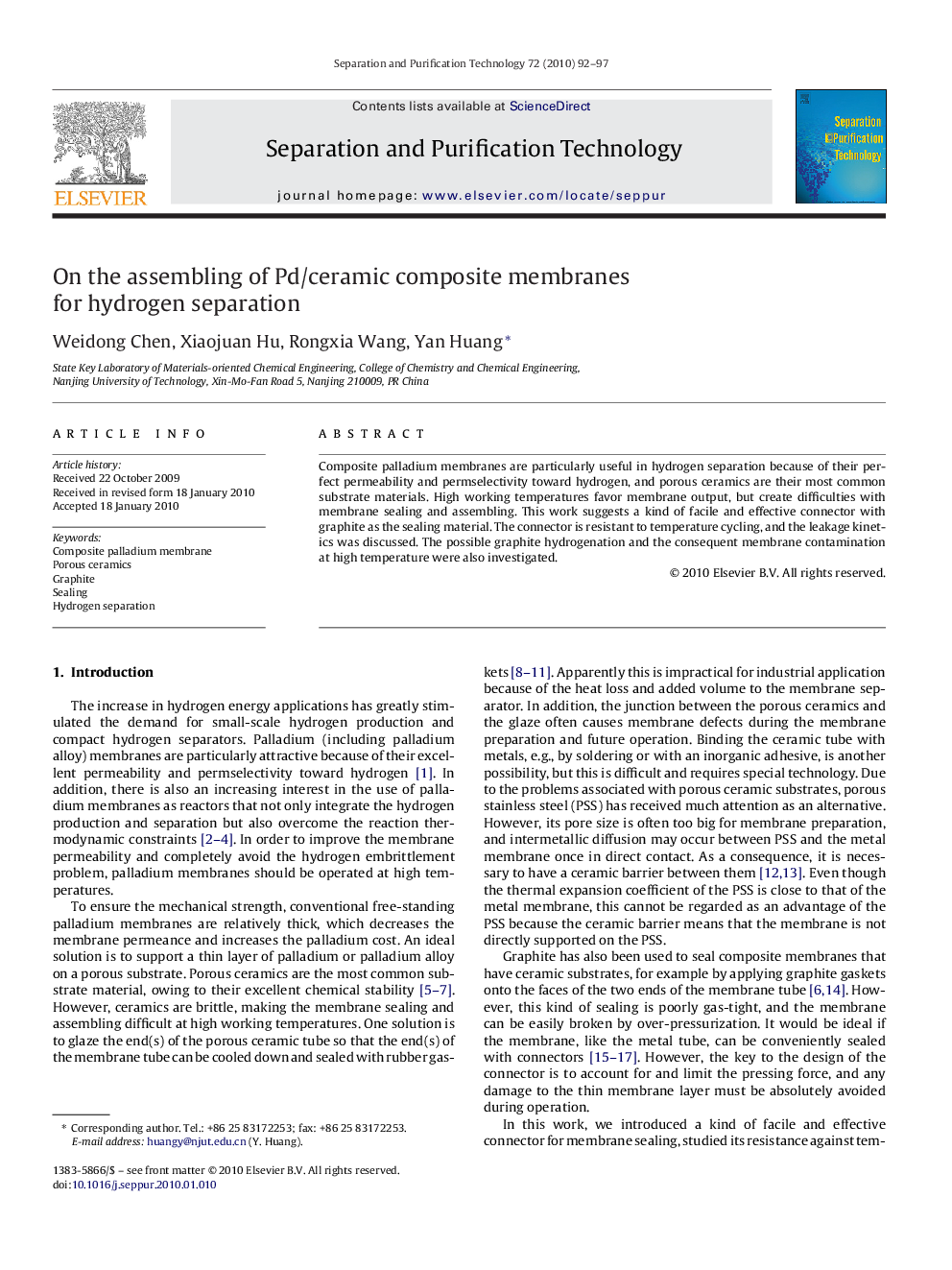 On the assembling of Pd/ceramic composite membranes for hydrogen separation