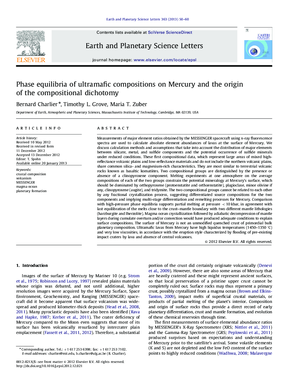 Phase equilibria of ultramafic compositions on Mercury and the origin of the compositional dichotomy