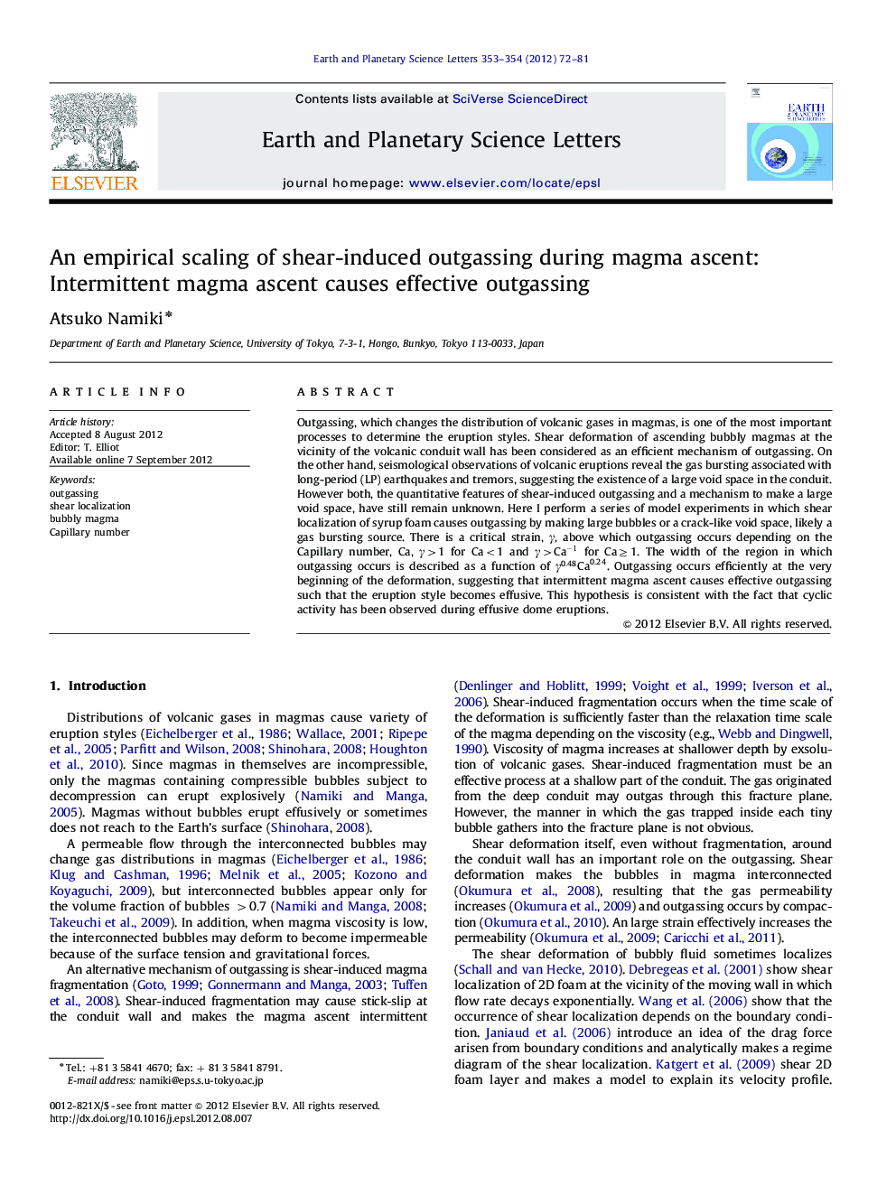 An empirical scaling of shear-induced outgassing during magma ascent: Intermittent magma ascent causes effective outgassing