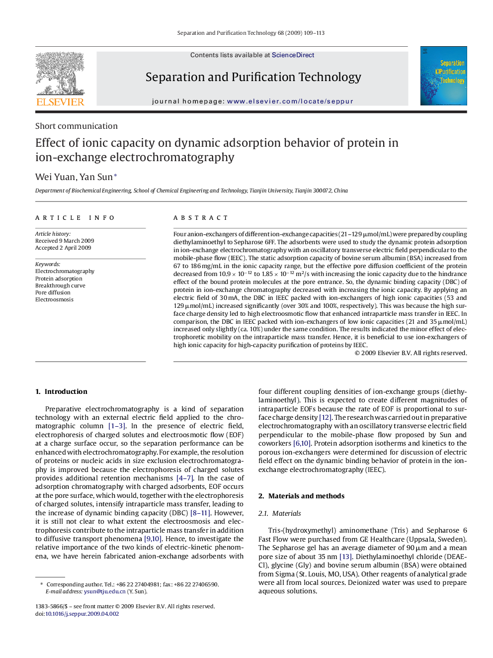 Effect of ionic capacity on dynamic adsorption behavior of protein in ion-exchange electrochromatography