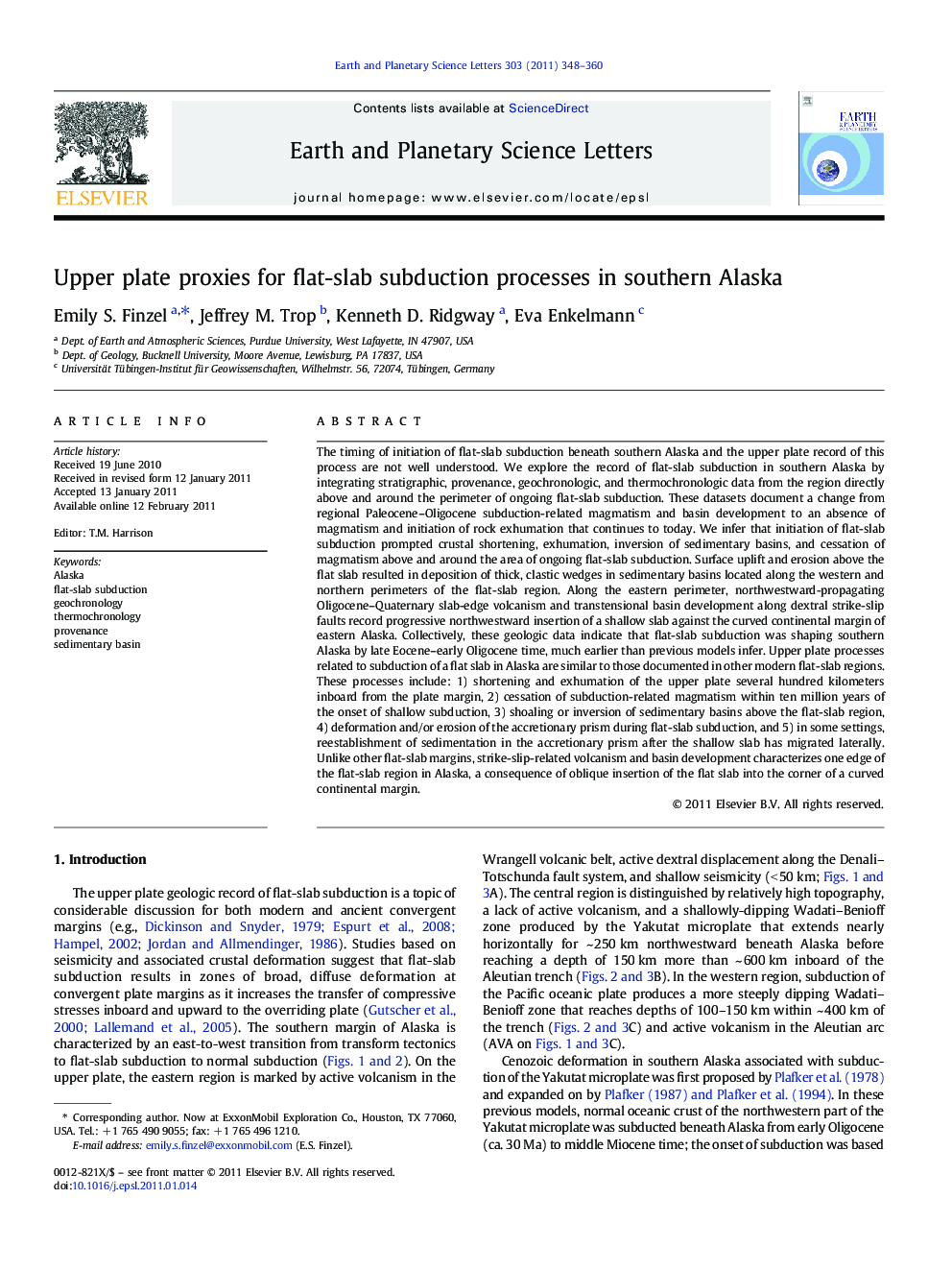 Upper plate proxies for flat-slab subduction processes in southern Alaska