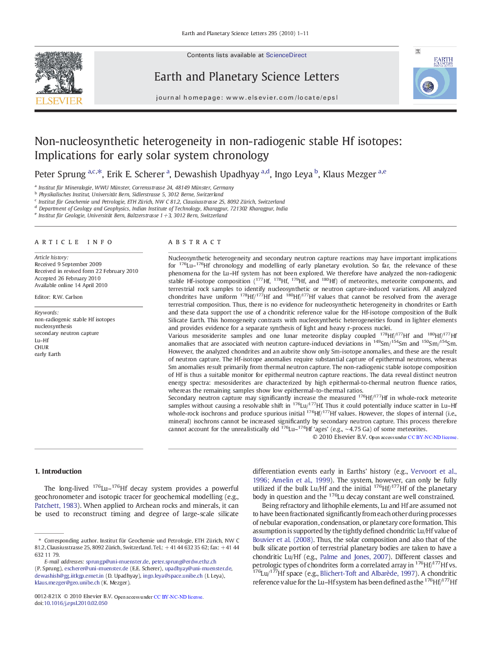 Non-nucleosynthetic heterogeneity in non-radiogenic stable Hf isotopes: Implications for early solar system chronology