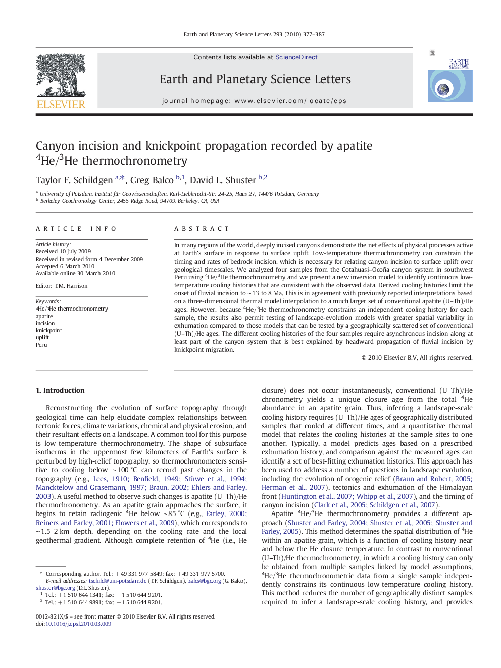 Canyon incision and knickpoint propagation recorded by apatite 4He/3He thermochronometry