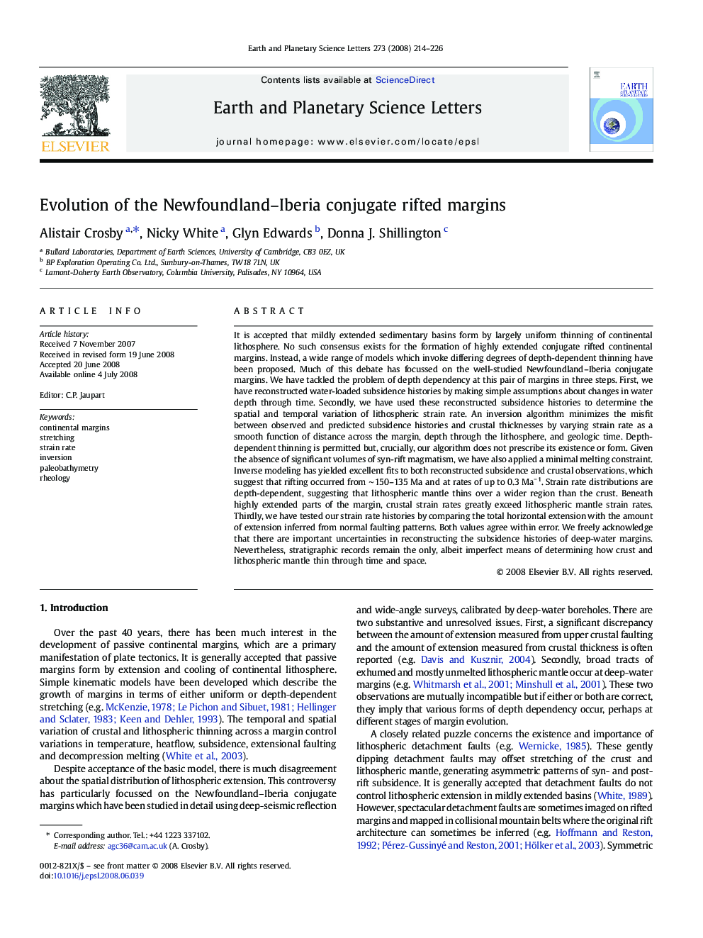 Evolution of the Newfoundland-Iberia conjugate rifted margins