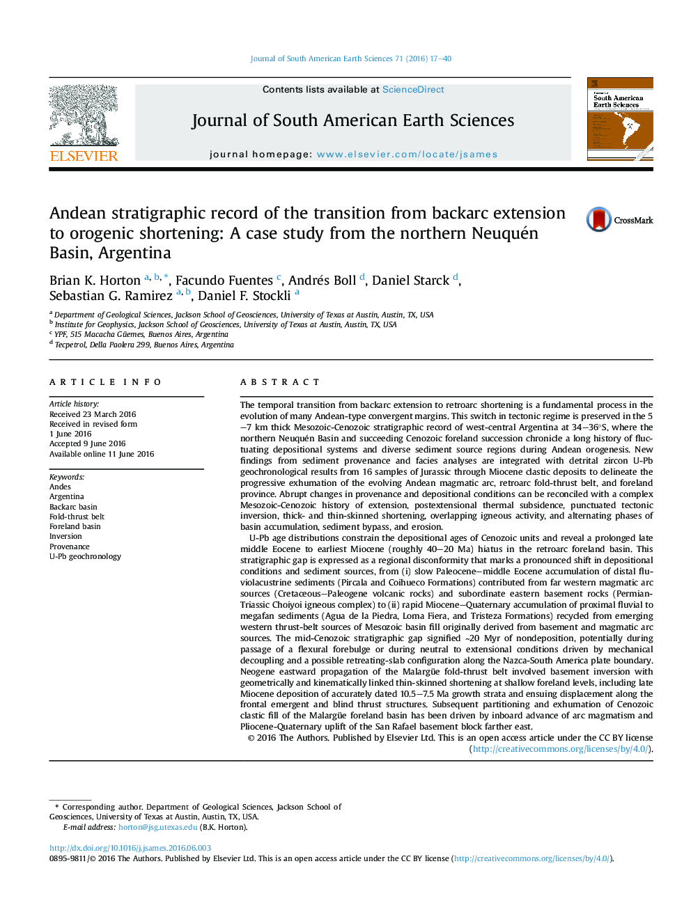 Andean stratigraphic record of the transition from backarc extension to orogenic shortening: A case study from the northern Neuquén Basin, Argentina