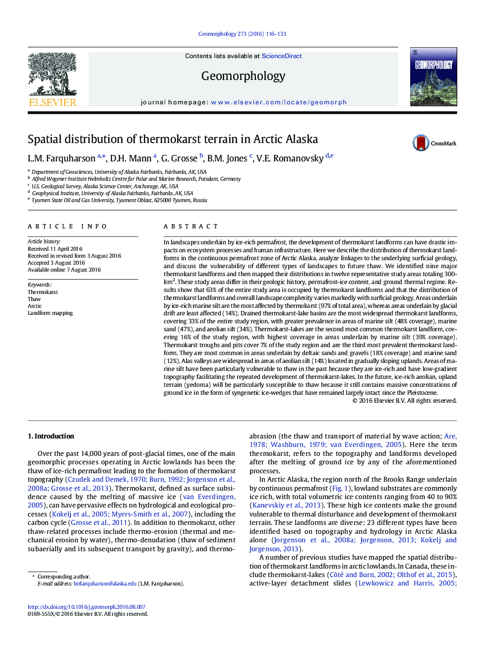 Spatial distribution of thermokarst terrain in Arctic Alaska