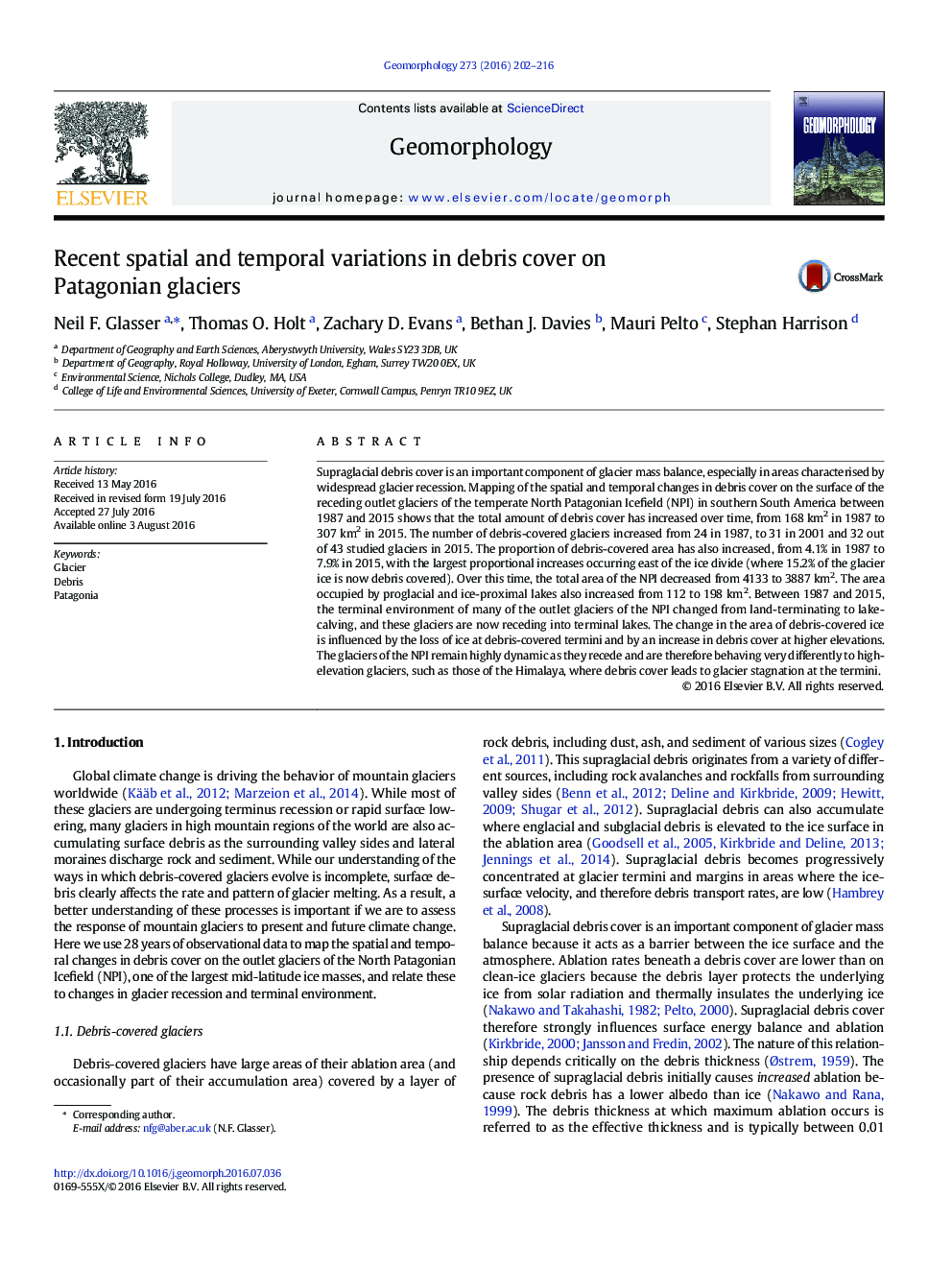 Recent spatial and temporal variations in debris cover on Patagonian glaciers