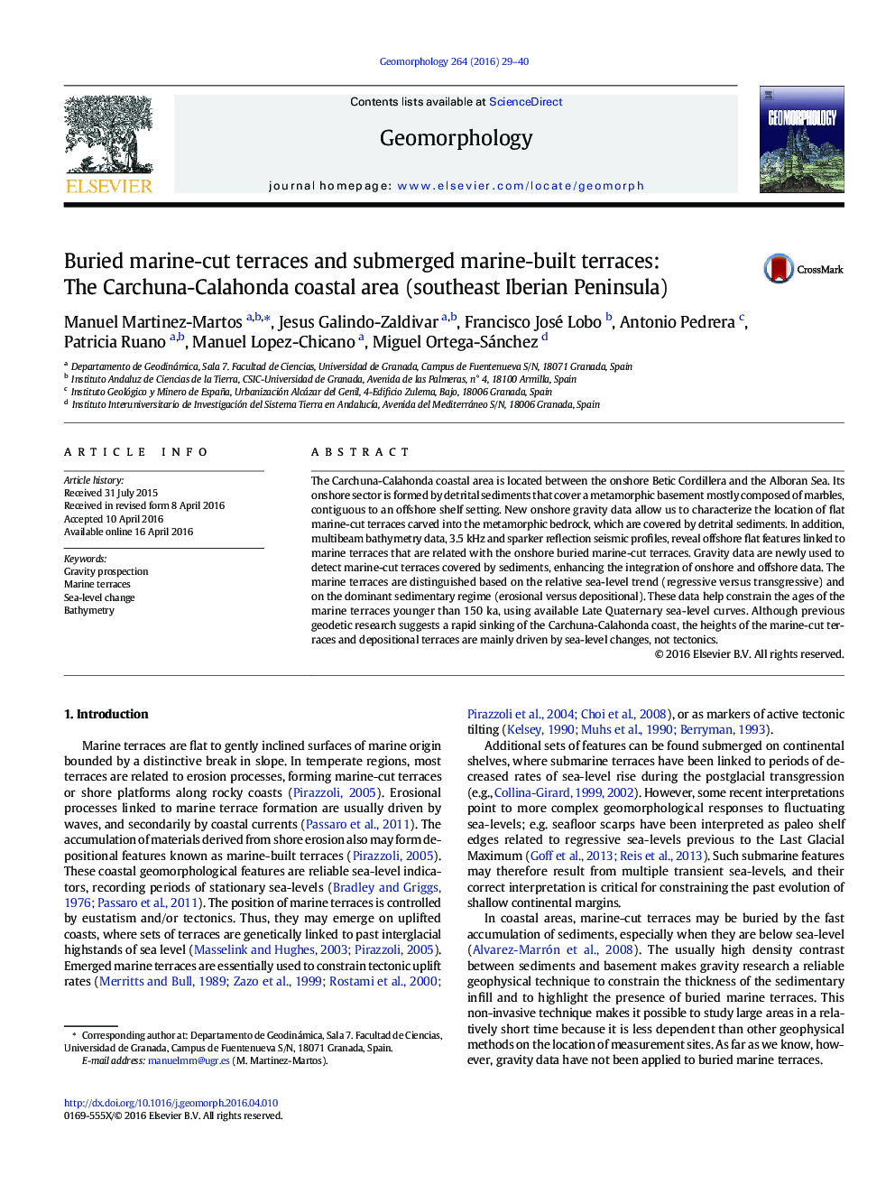 Buried marine-cut terraces and submerged marine-built terraces: The Carchuna-Calahonda coastal area (southeast Iberian Peninsula)