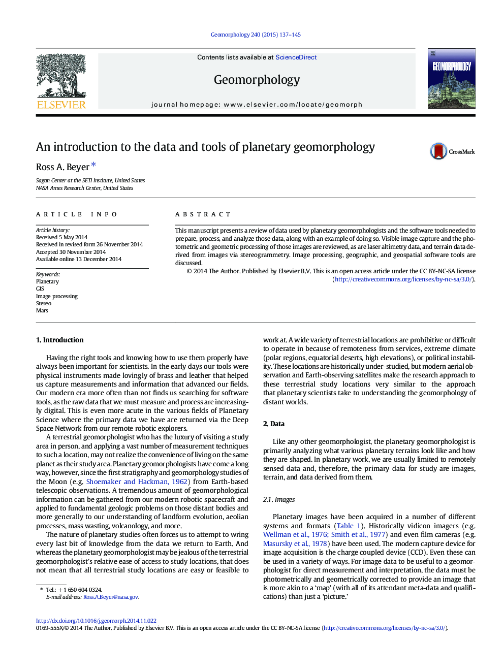 An introduction to the data and tools of planetary geomorphology