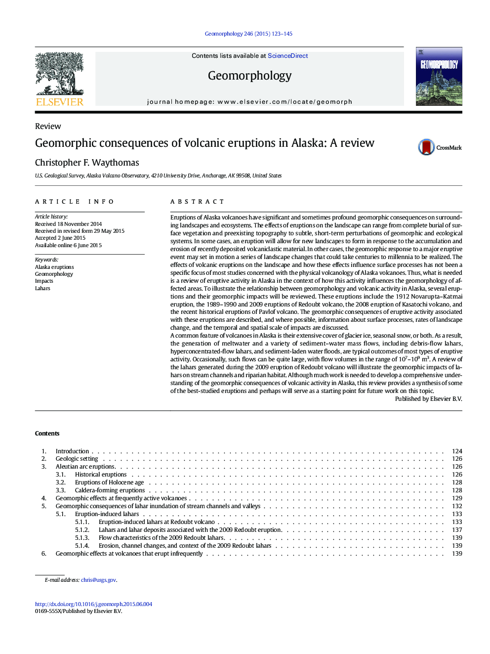 ReviewGeomorphic consequences of volcanic eruptions in Alaska: A review