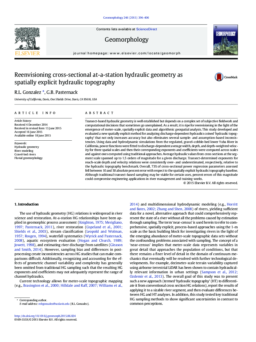 Reenvisioning cross-sectional at-a-station hydraulic geometry as spatially explicit hydraulic topography