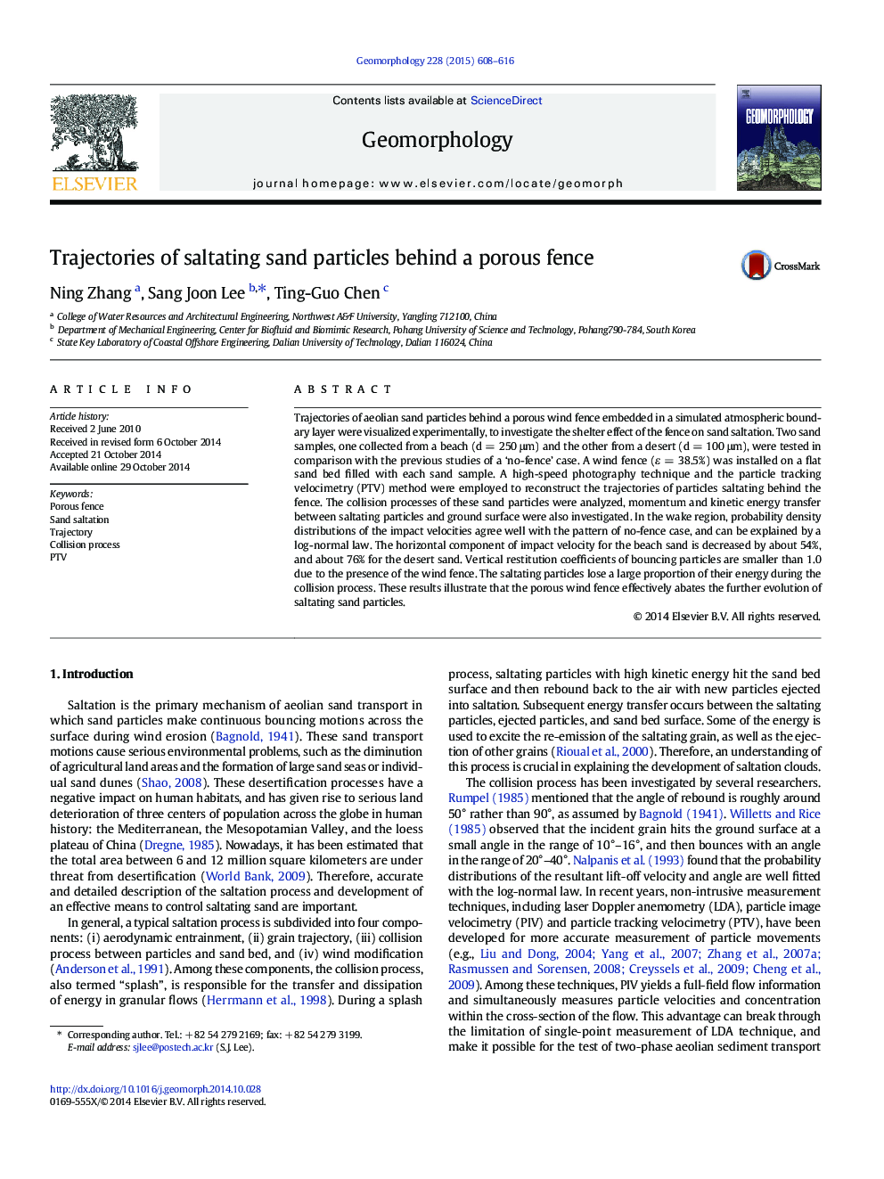 Trajectories of saltating sand particles behind a porous fence