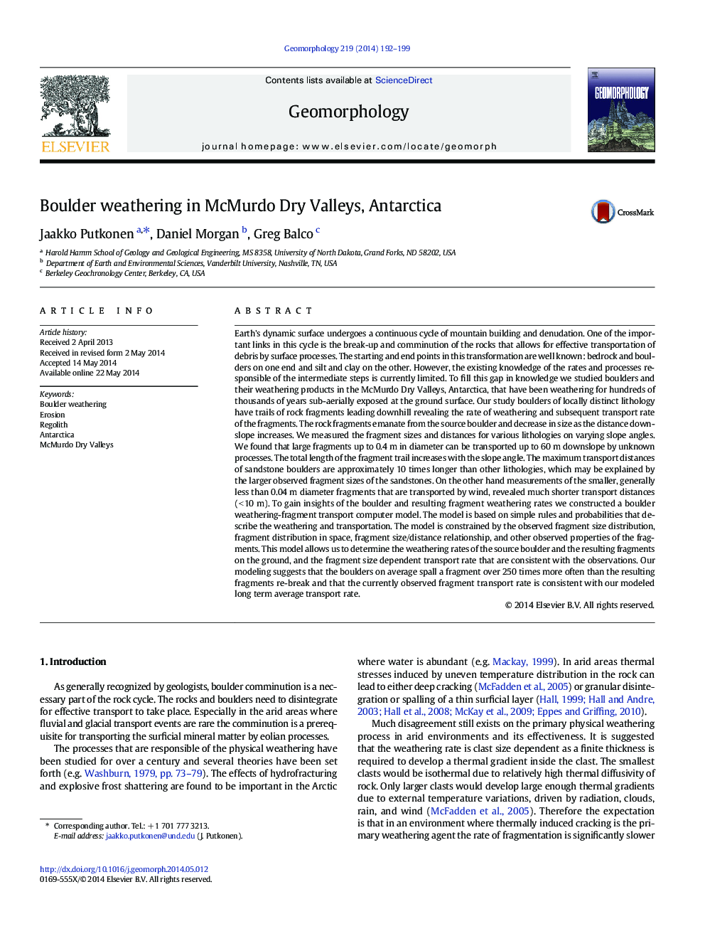 Boulder weathering in McMurdo Dry Valleys, Antarctica