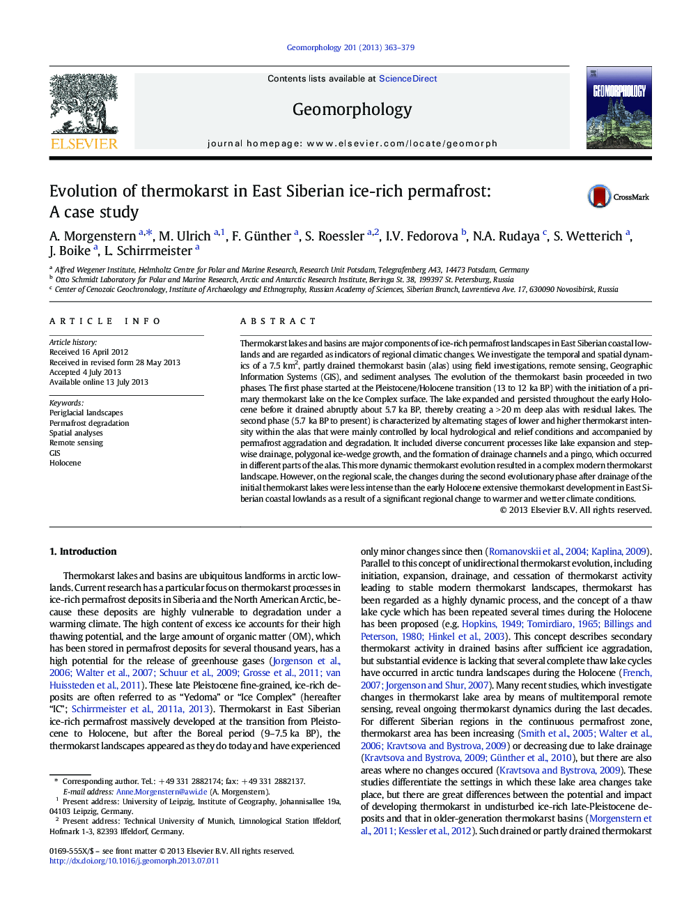 Evolution of thermokarst in East Siberian ice-rich permafrost: A case study