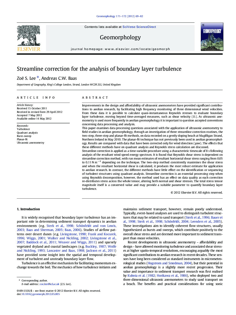 Streamline correction for the analysis of boundary layer turbulence