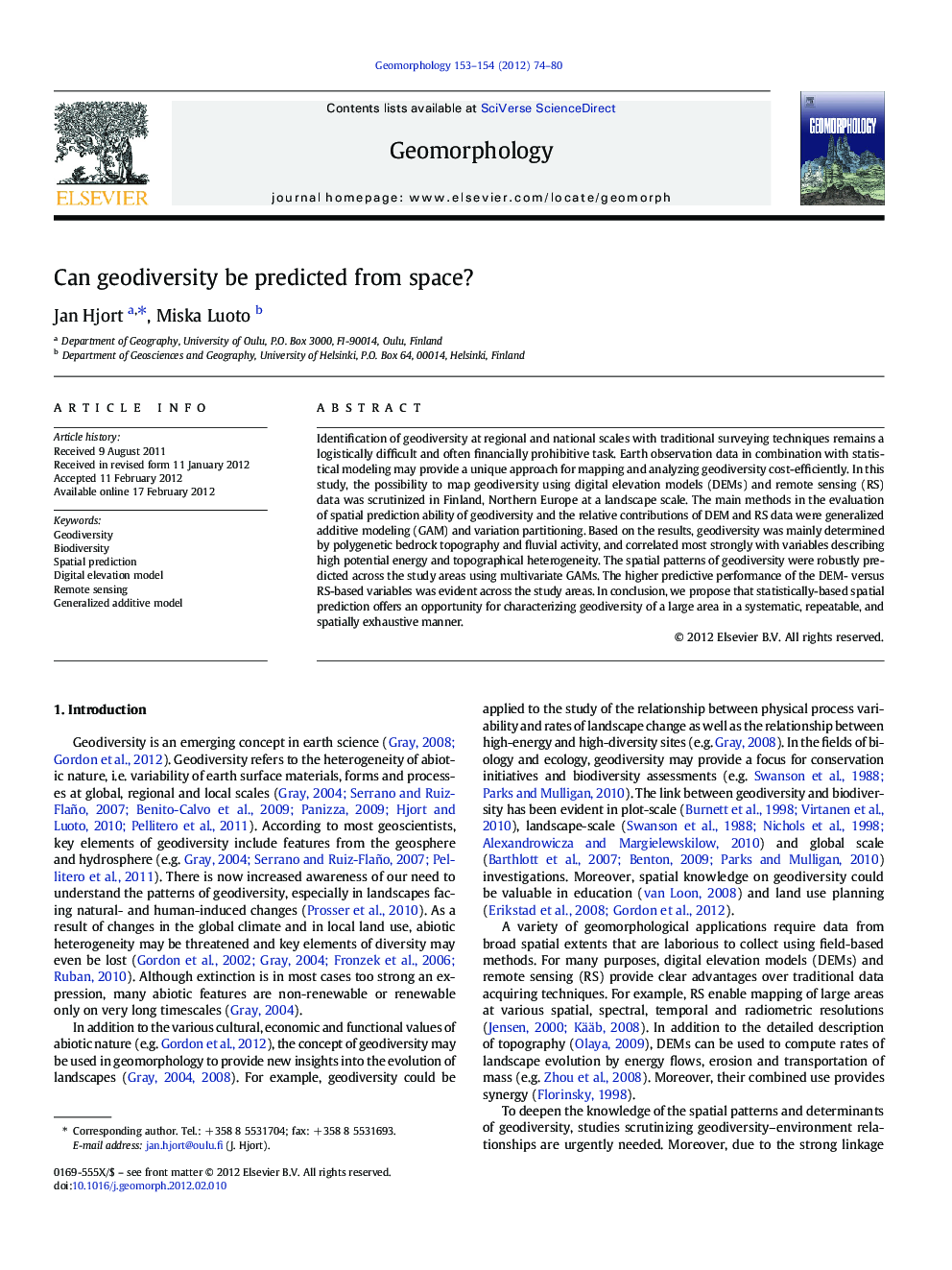 Can geodiversity be predicted from space?