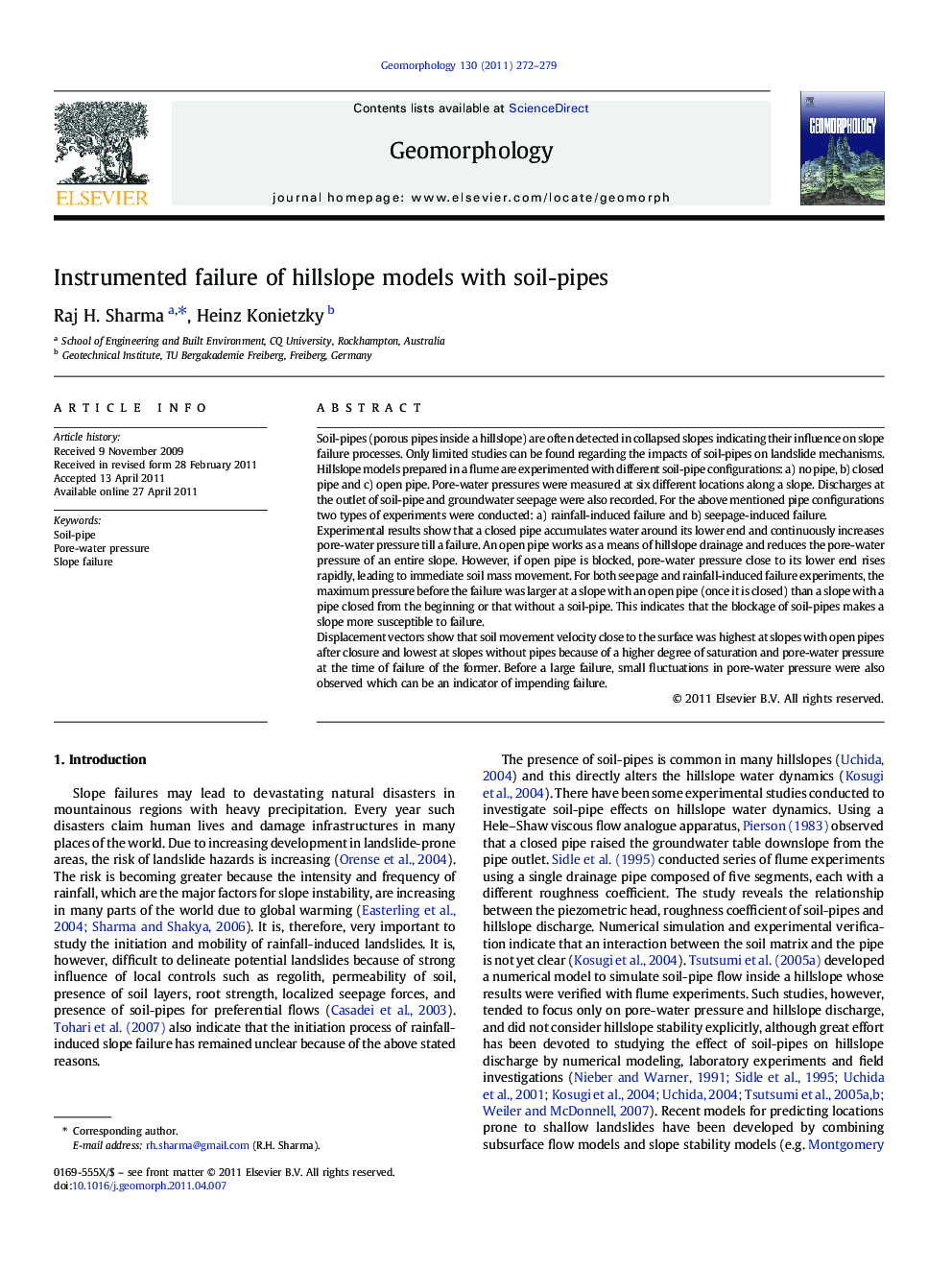 Instrumented failure of hillslope models with soil-pipes