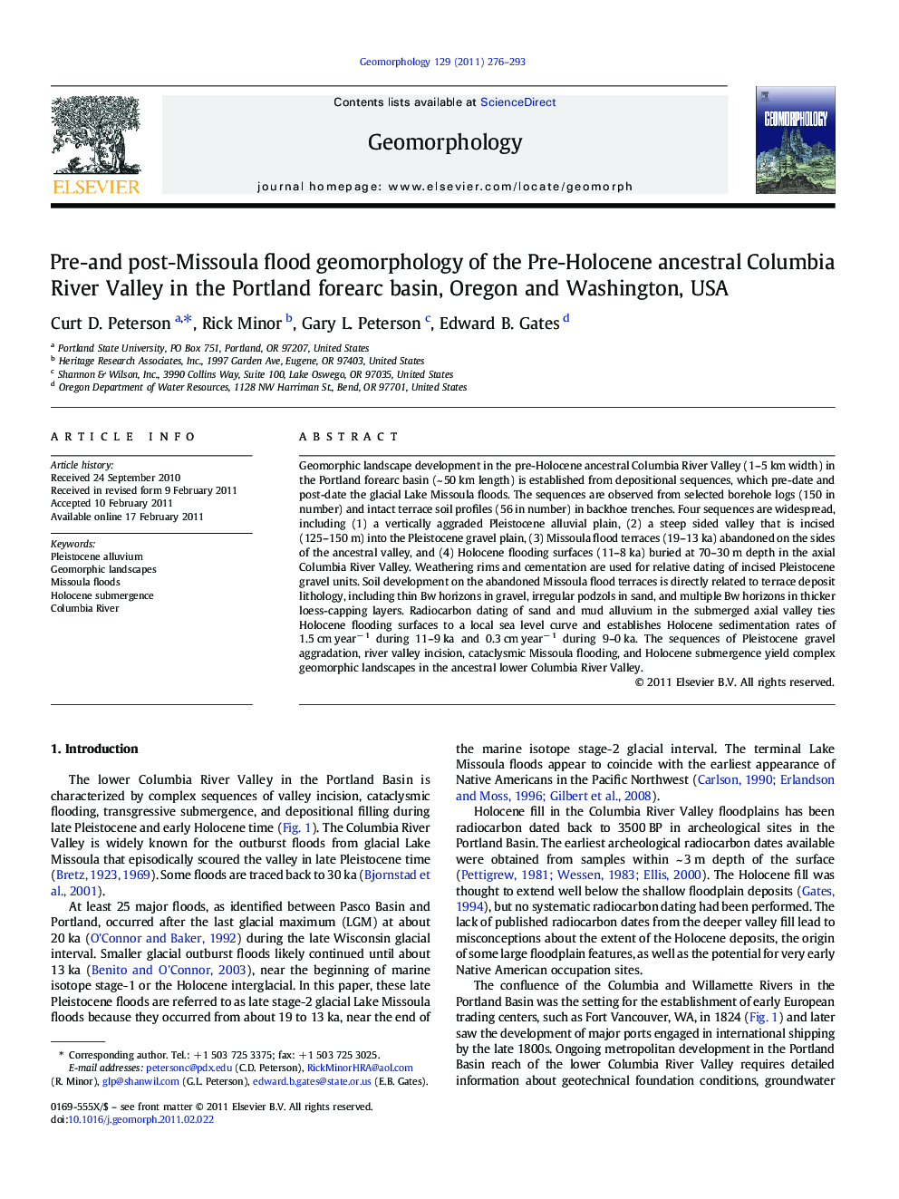 Pre-and post-Missoula flood geomorphology of the Pre-Holocene ancestral Columbia River Valley in the Portland forearc basin, Oregon and Washington, USA