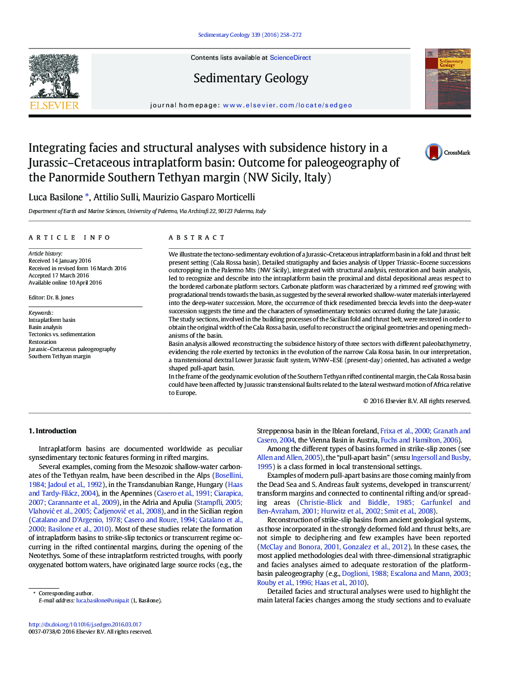 Integrating facies and structural analyses with subsidence history in a Jurassic-Cretaceous intraplatform basin: Outcome for paleogeography of the Panormide Southern Tethyan margin (NW Sicily, Italy)