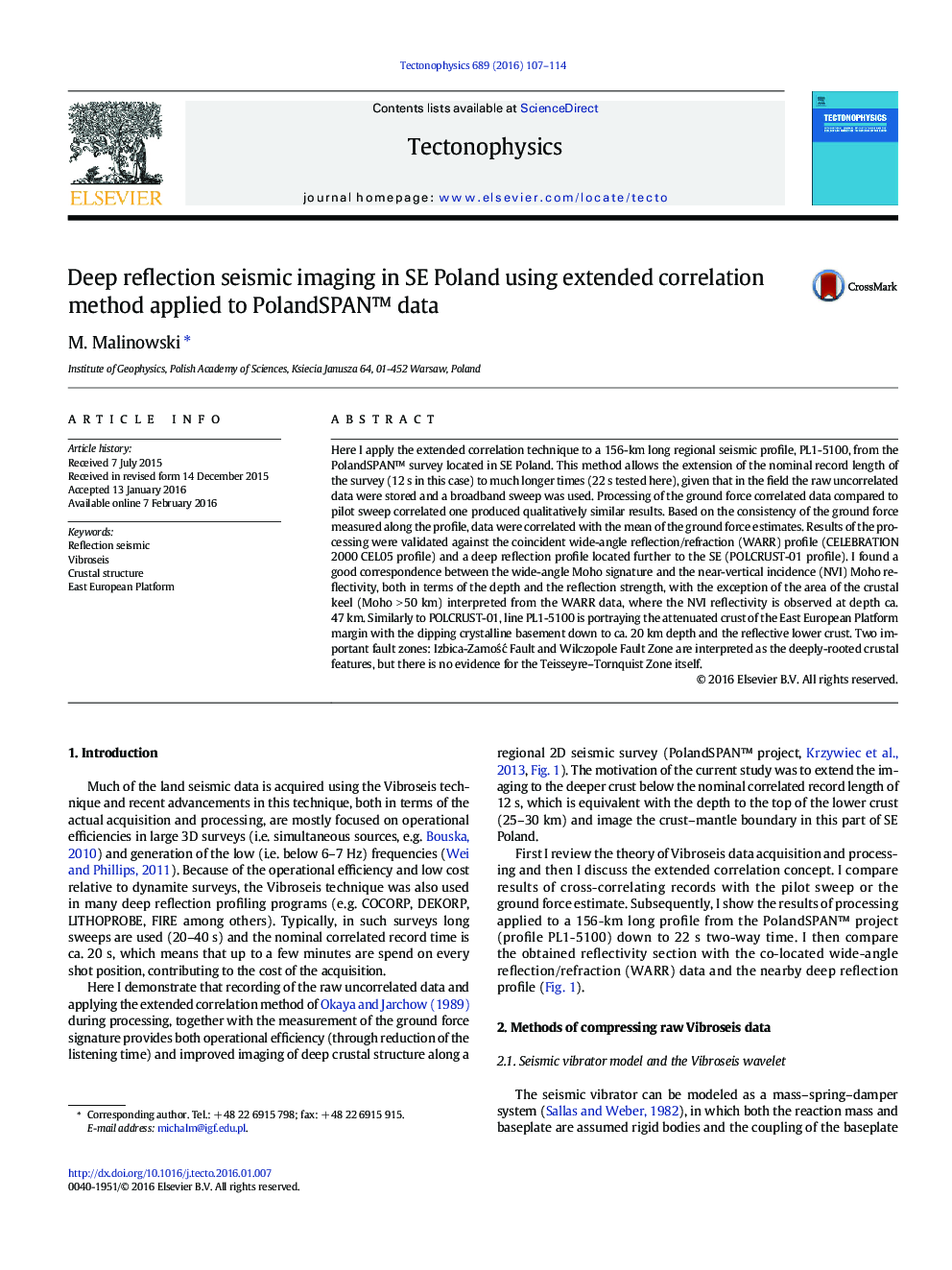 Deep reflection seismic imaging in SE Poland using extended correlation method applied to PolandSPANâ¢ data