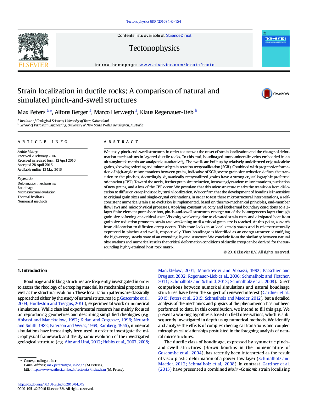 Strain localization in ductile rocks: A comparison of natural and simulated pinch-and-swell structures