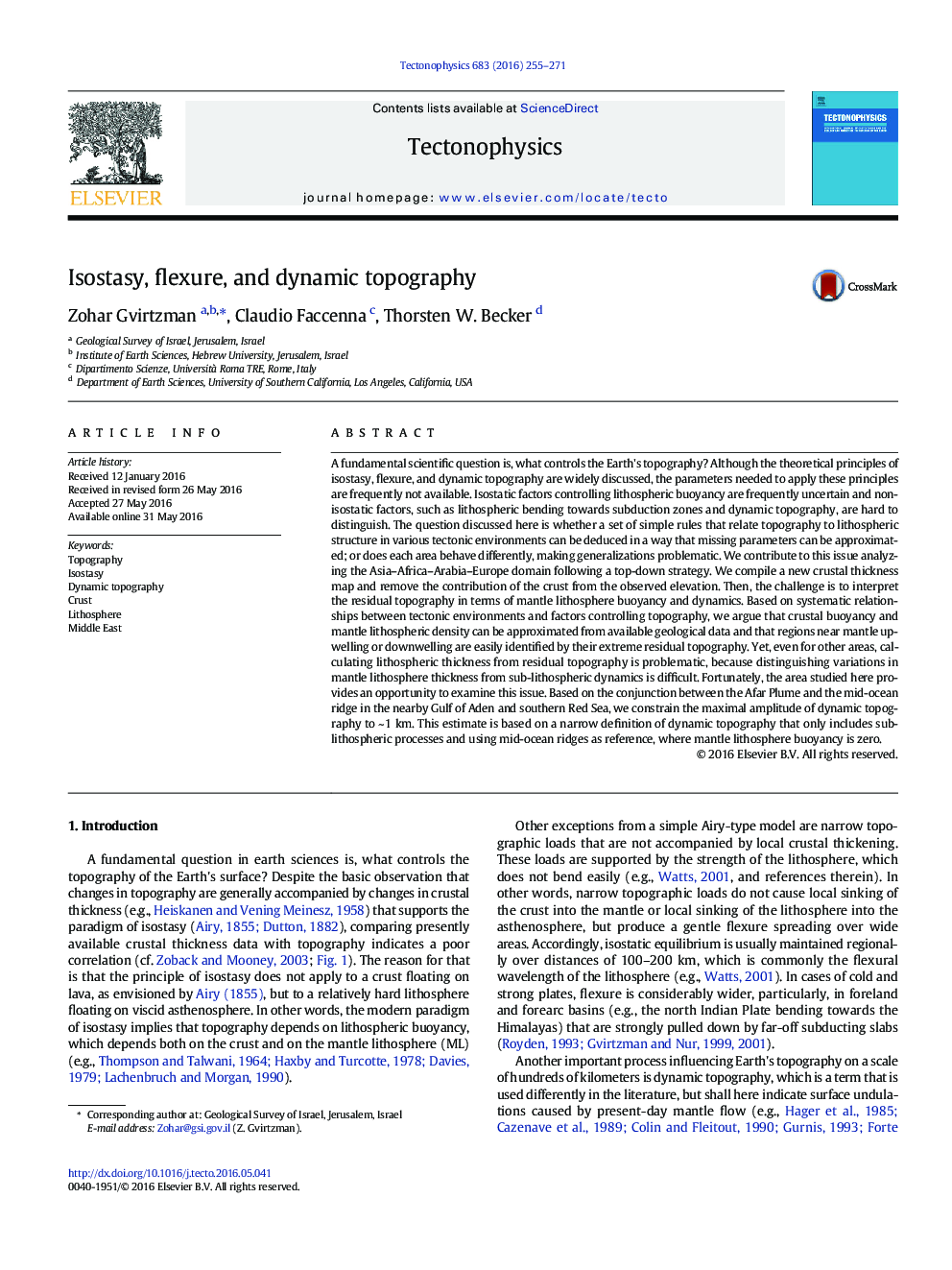 Isostasy, flexure, and dynamic topography