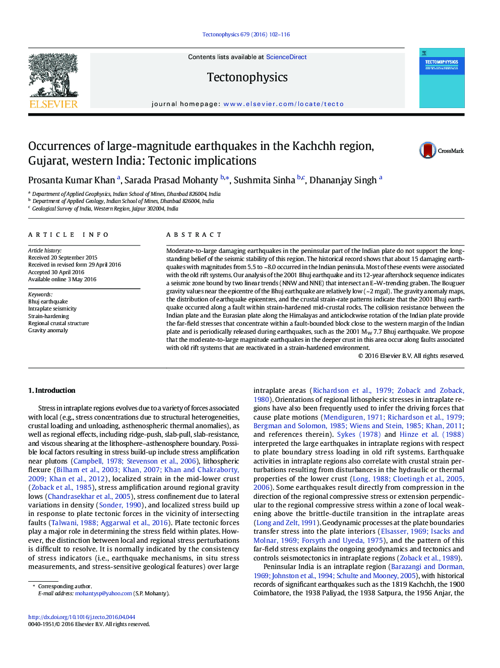 Occurrences of large-magnitude earthquakes in the Kachchh region, Gujarat, western India: Tectonic implications