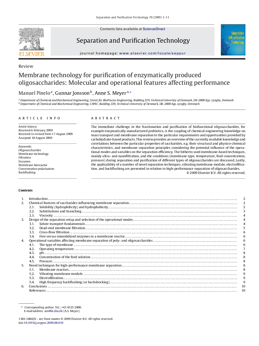 Membrane technology for purification of enzymatically produced oligosaccharides: Molecular and operational features affecting performance