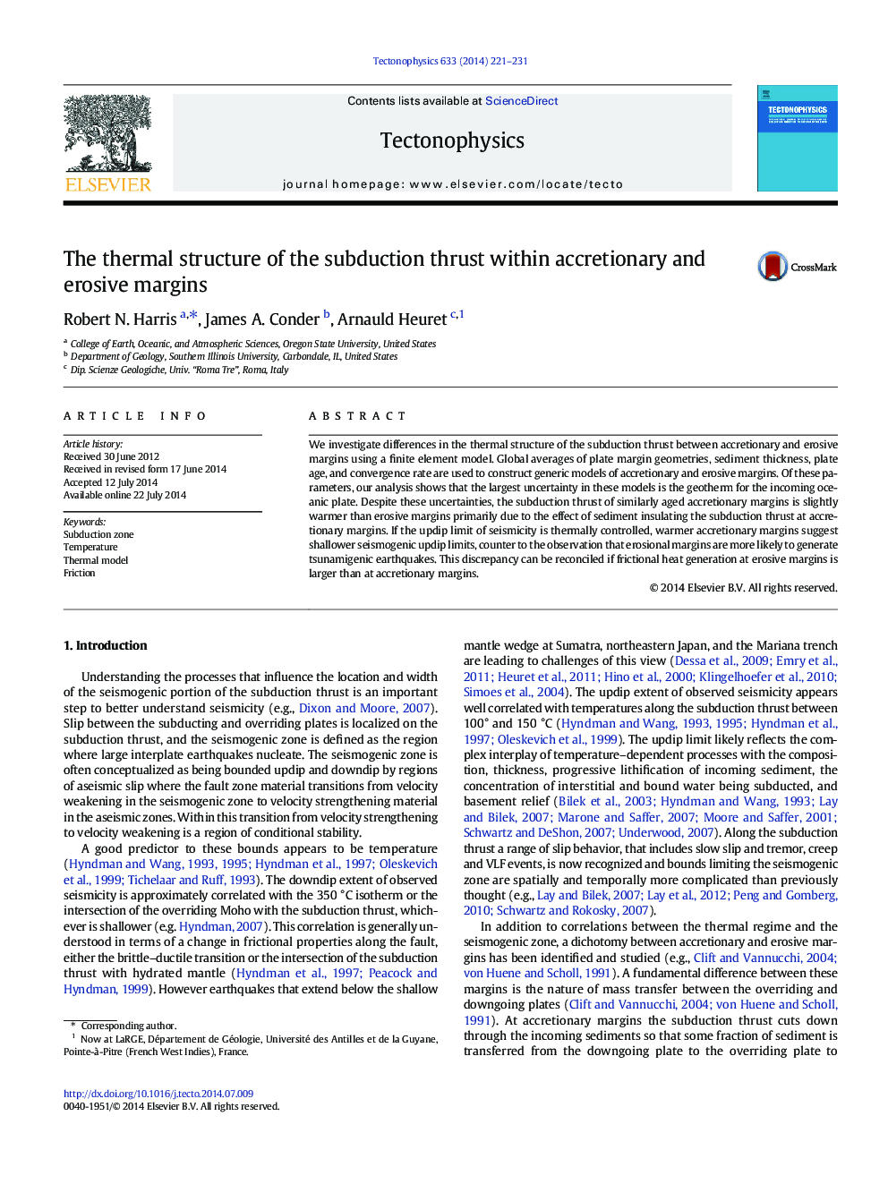 The thermal structure of the subduction thrust within accretionary and erosive margins