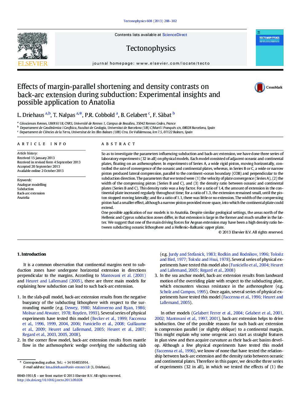 Effects of margin-parallel shortening and density contrasts on back-arc extension during subduction: Experimental insights and possible application to Anatolia