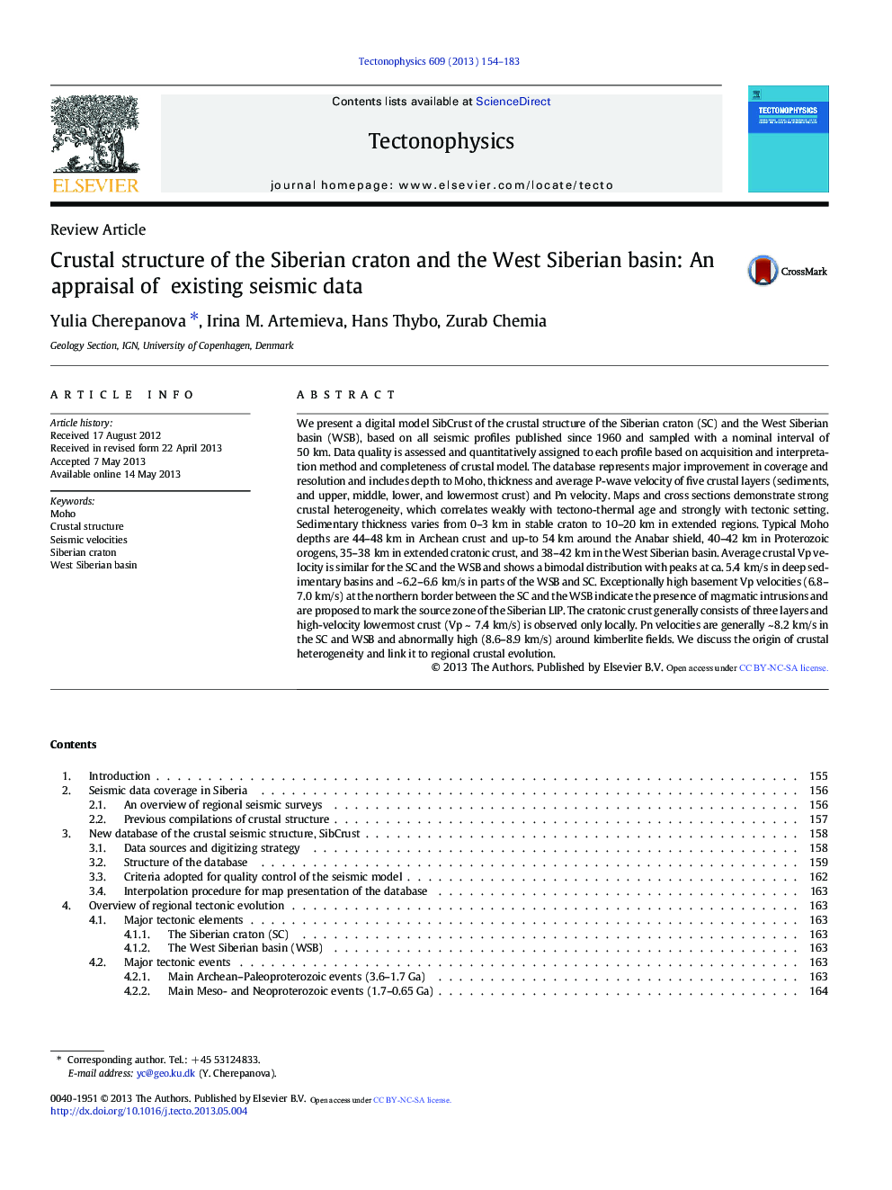 Review ArticleCrustal structure of the Siberian craton and the West Siberian basin: An appraisal of existing seismic data