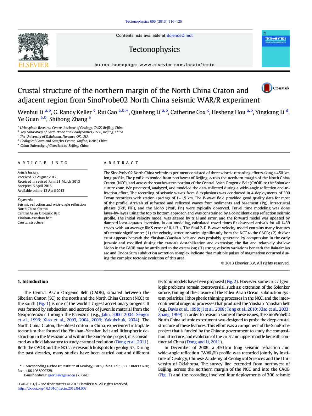 Crustal structure of the northern margin of the North China Craton and adjacent region from SinoProbe02 North China seismic WAR/R experiment