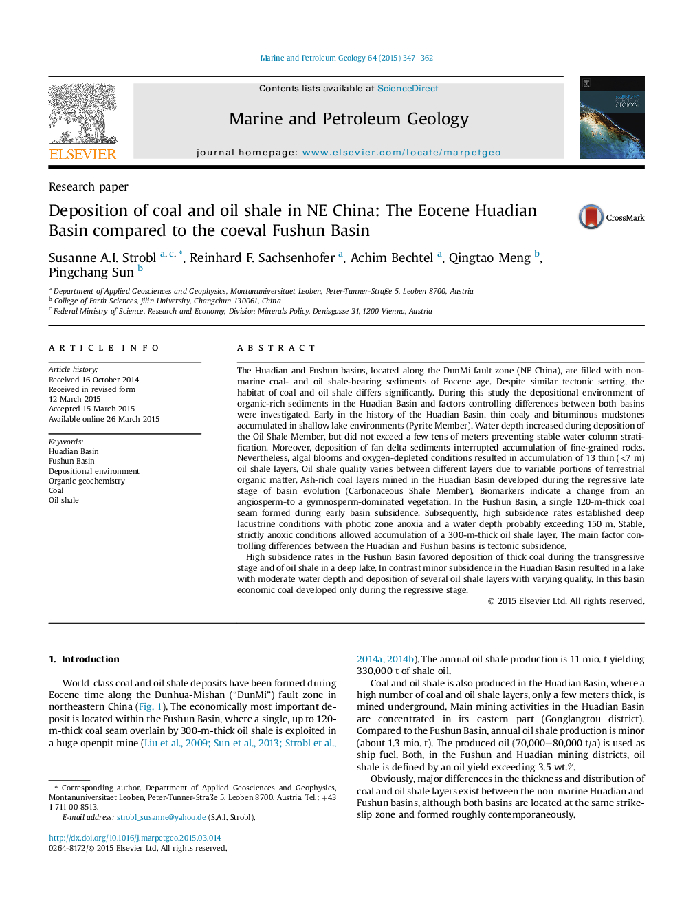 Research paperDeposition of coal and oil shale in NE China: The Eocene Huadian Basin compared to the coeval Fushun Basin