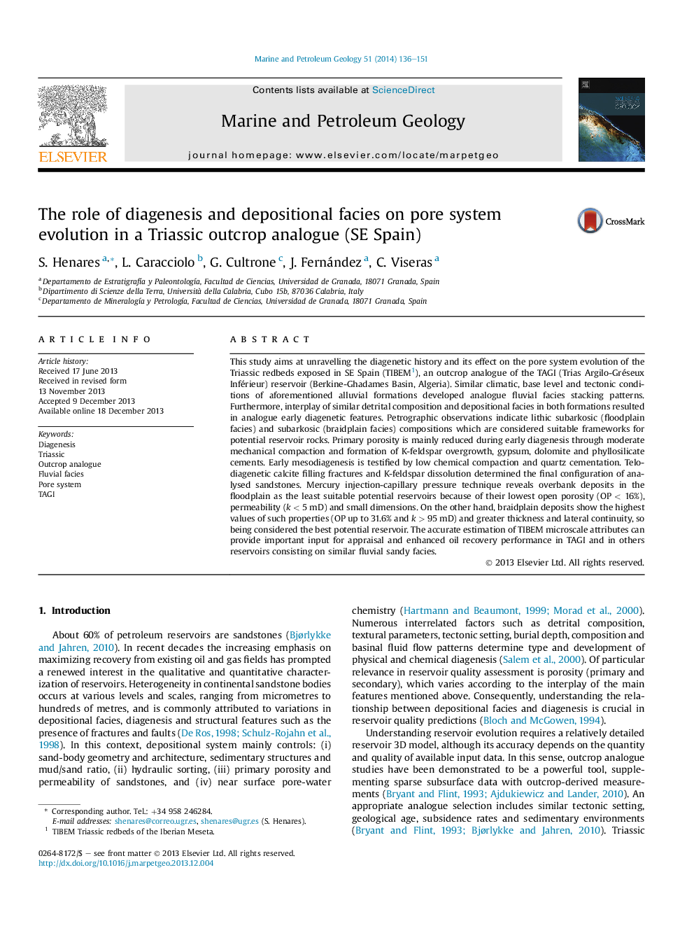 The role of diagenesis and depositional facies on pore system evolution in a Triassic outcrop analogue (SE Spain)