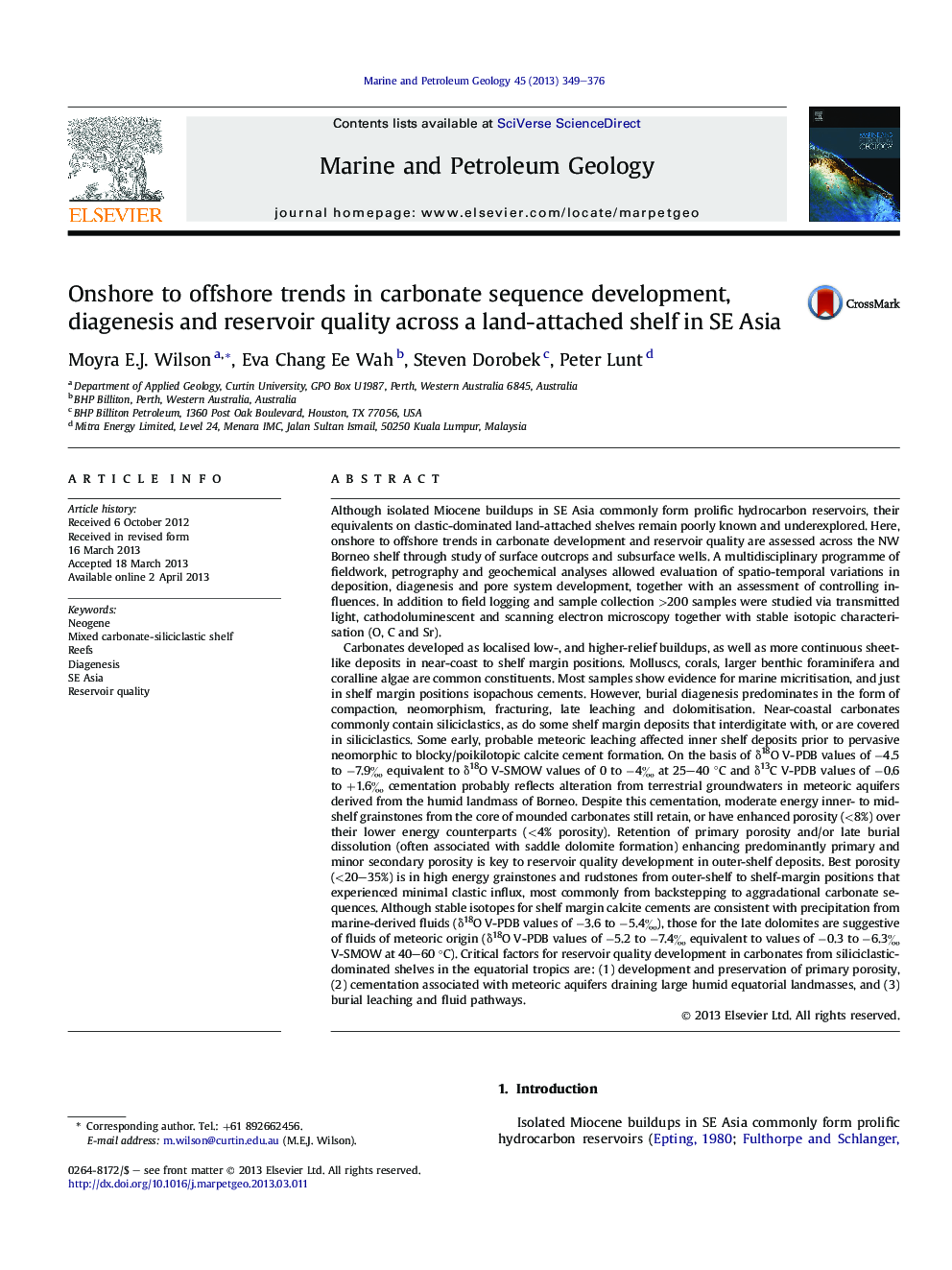 Onshore to offshore trends in carbonate sequence development, diagenesis and reservoir quality across a land-attached shelf in SE Asia