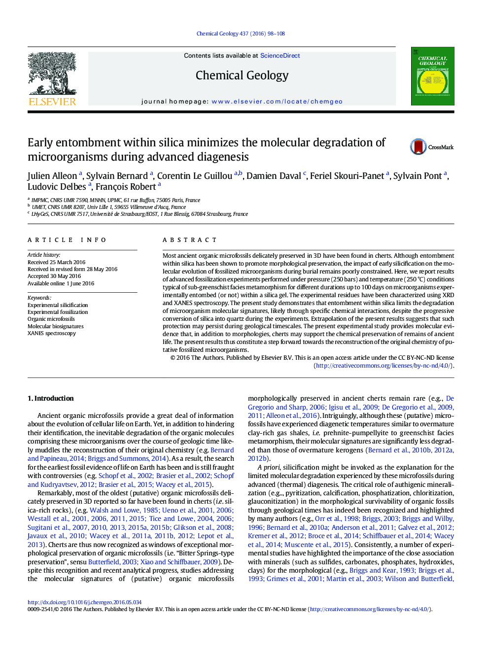 Early entombment within silica minimizes the molecular degradation of microorganisms during advanced diagenesis