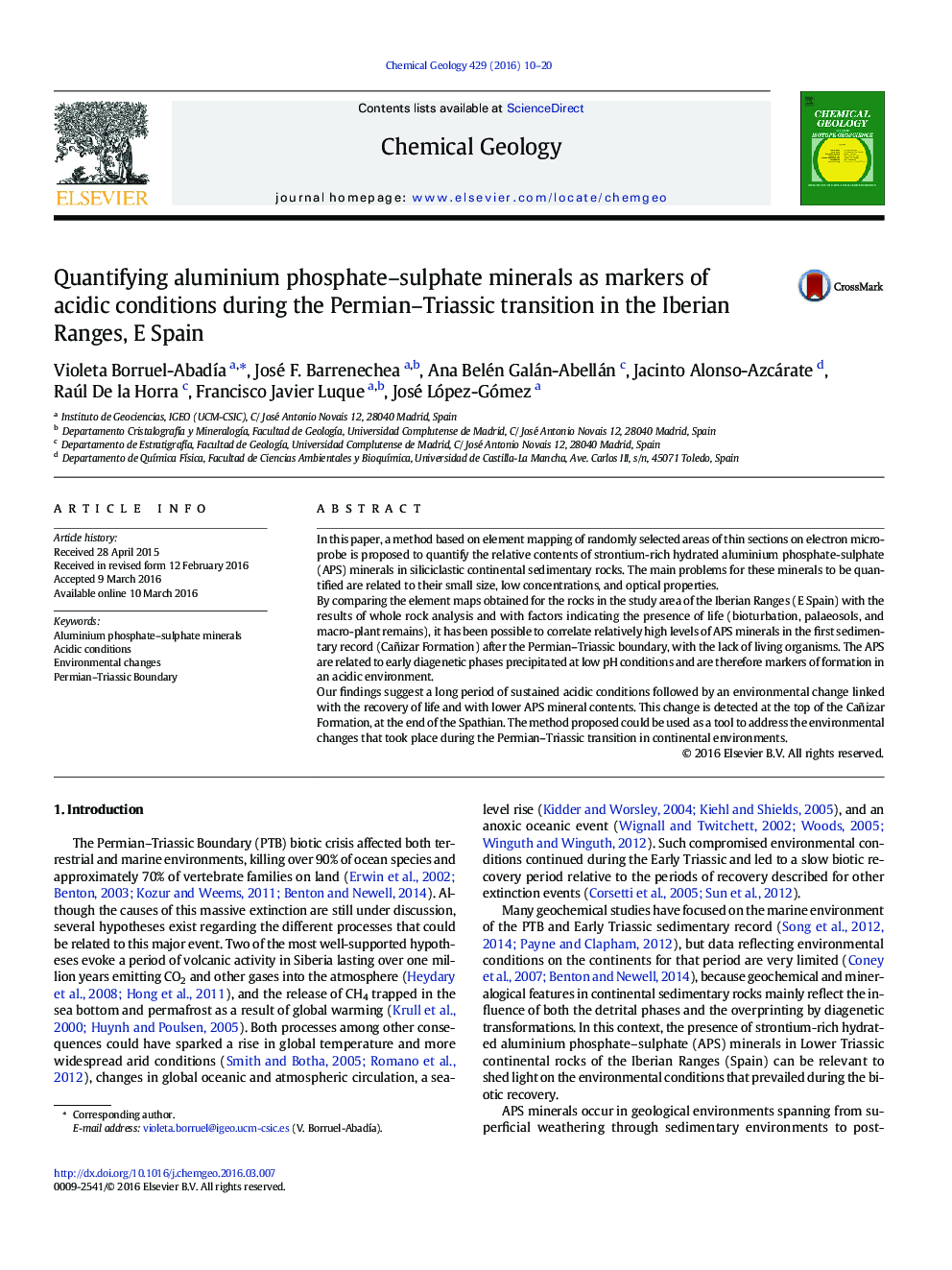 Quantifying aluminium phosphate-sulphate minerals as markers of acidic conditions during the Permian-Triassic transition in the Iberian Ranges, E Spain