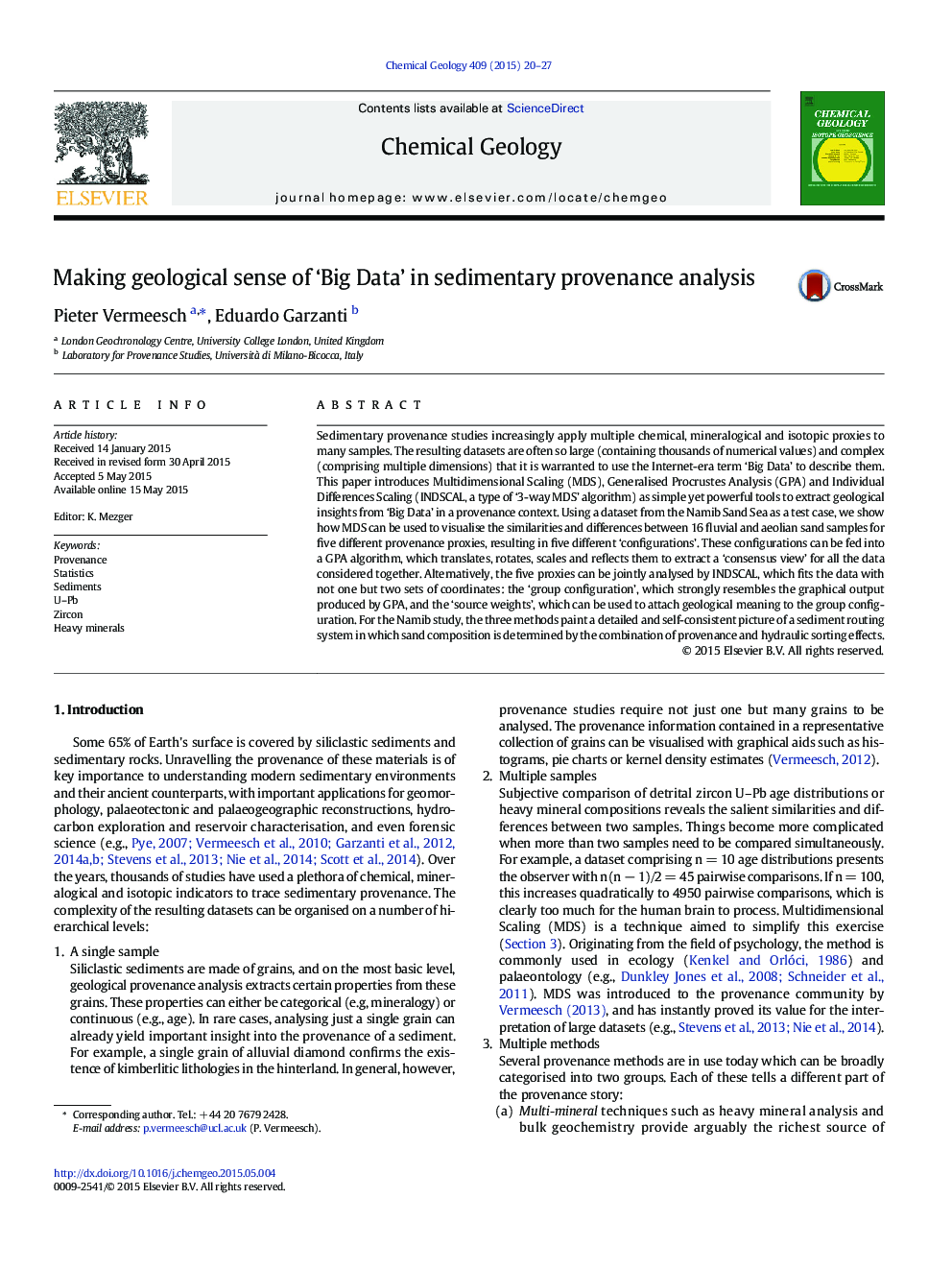 Making geological sense of 'Big Data' in sedimentary provenance analysis