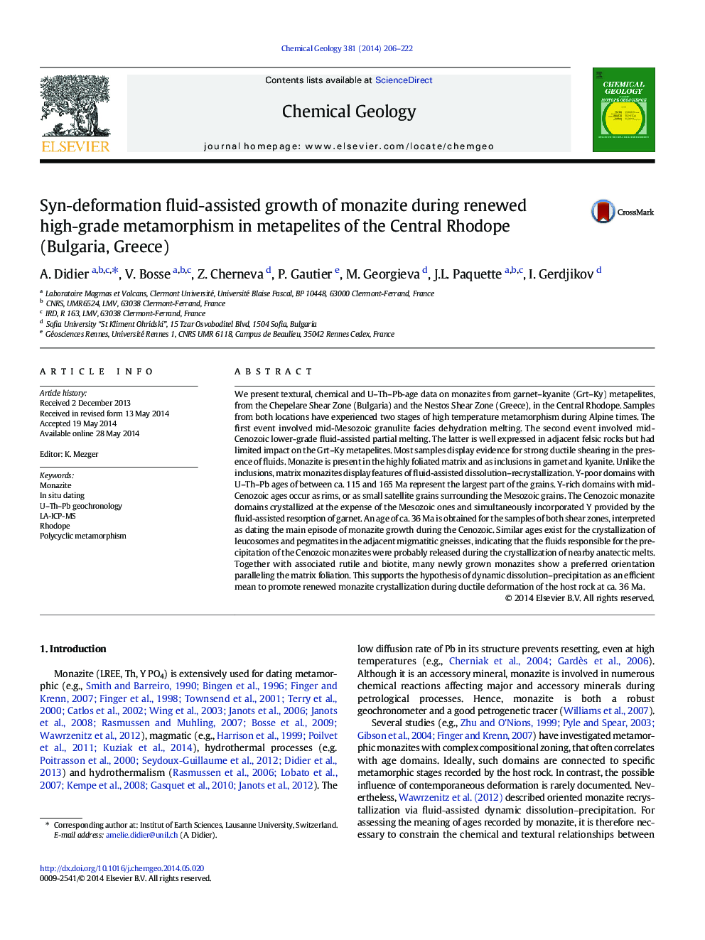 Syn-deformation fluid-assisted growth of monazite during renewed high-grade metamorphism in metapelites of the Central Rhodope (Bulgaria, Greece)