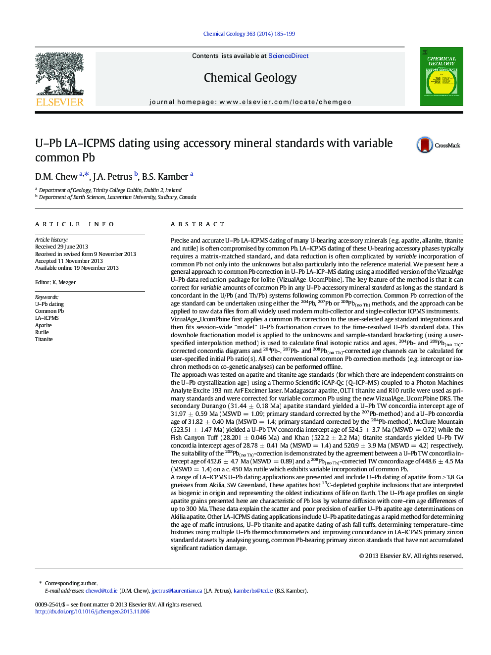 U-Pb LA-ICPMS dating using accessory mineral standards with variable common Pb