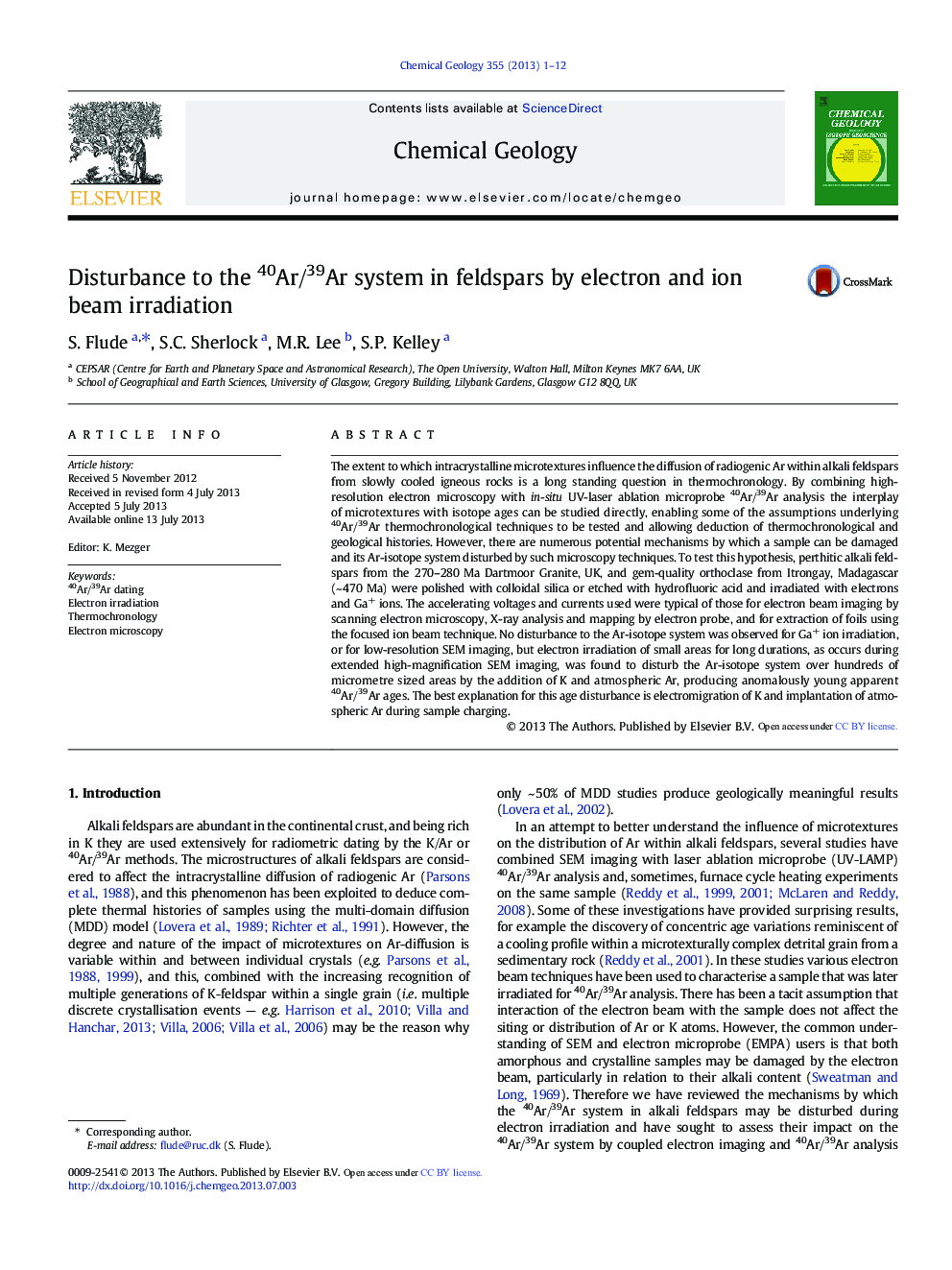 Disturbance to the 40Ar/39Ar system in feldspars by electron and ion beam irradiation