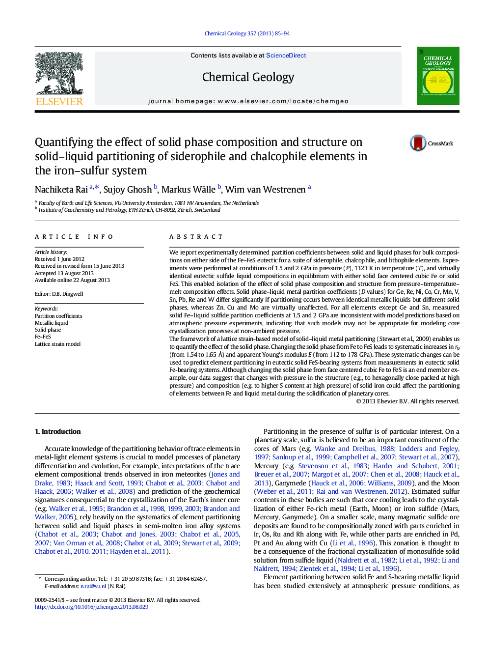 Quantifying the effect of solid phase composition and structure on solid-liquid partitioning of siderophile and chalcophile elements in the iron-sulfur system