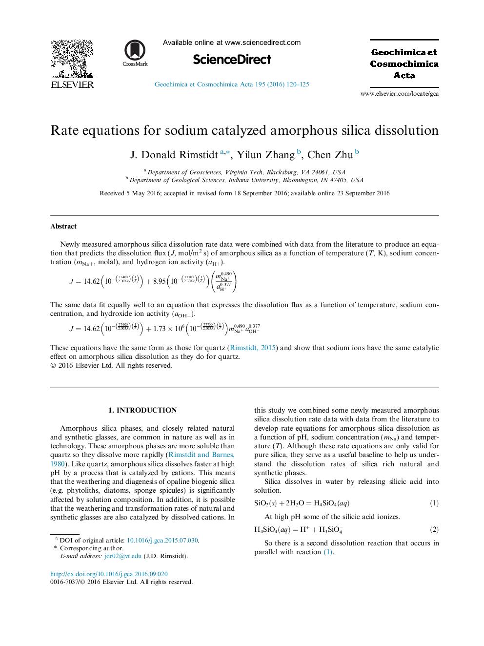 Rate equations for sodium catalyzed amorphous silica dissolution