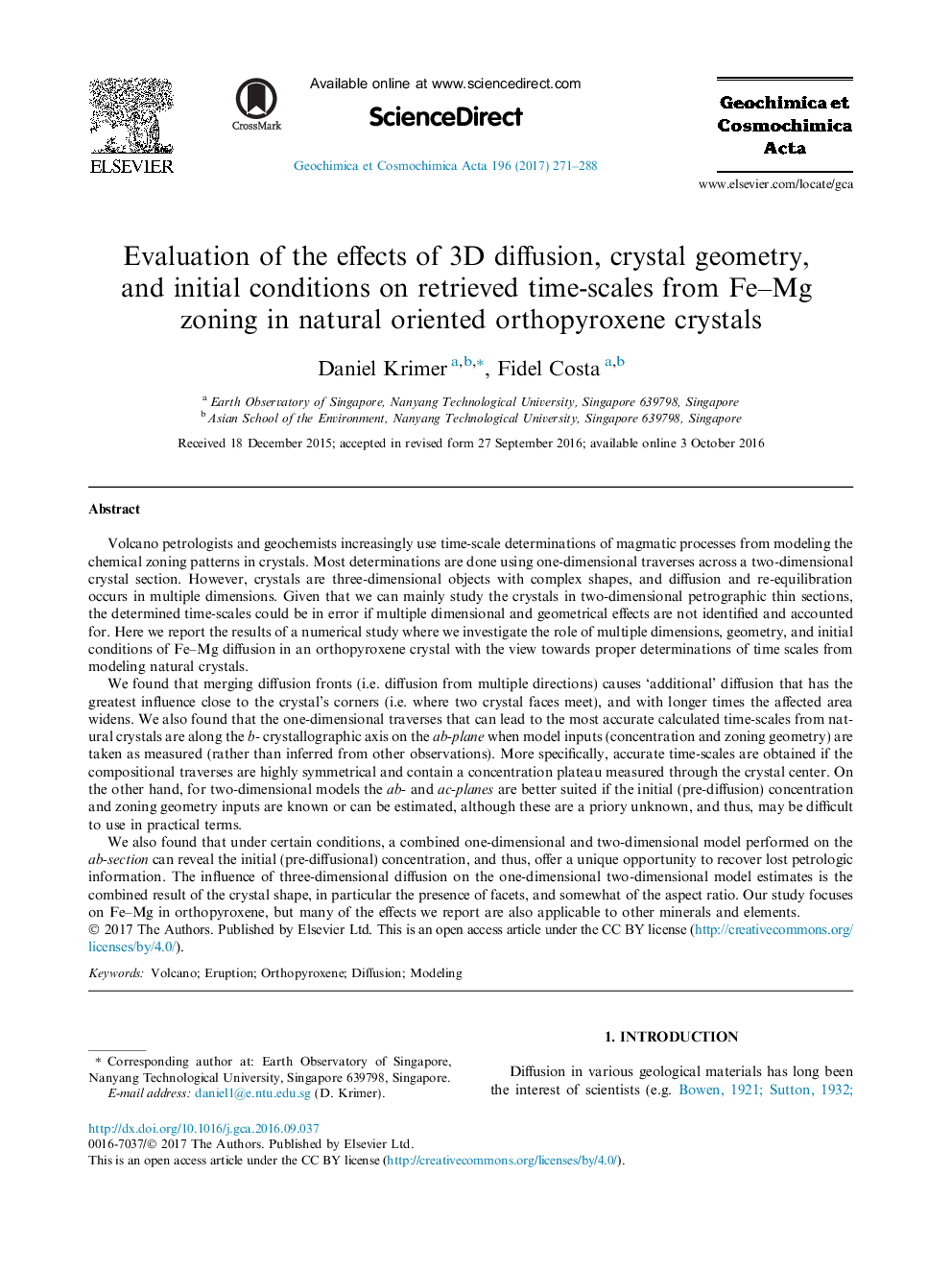 Evaluation of the effects of 3D diffusion, crystal geometry, and initial conditions on retrieved time-scales from Fe-Mg zoning in natural oriented orthopyroxene crystals