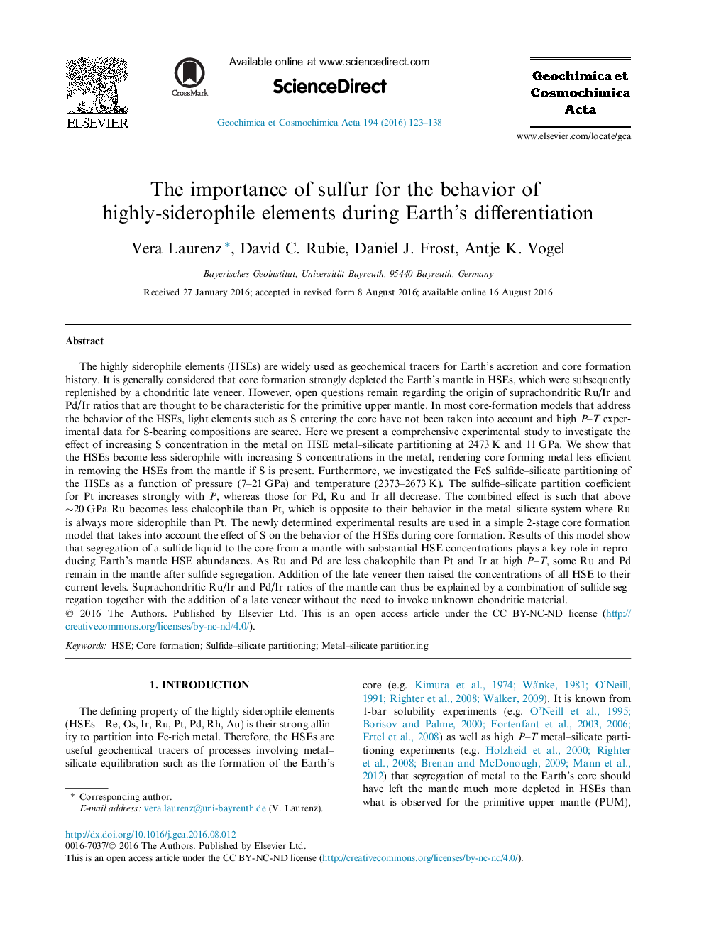 The importance of sulfur for the behavior of highly-siderophile elements during Earth's differentiation