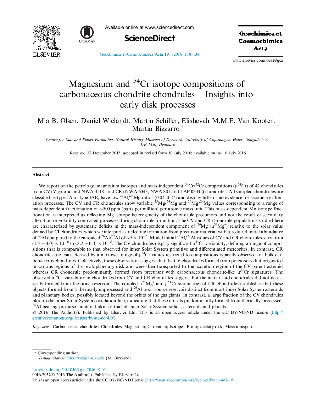 ترکیبات ایزوتوپی منیزیم و 54 کرون از کانتر های کاندید کانتری - بینش در فرآیند دیسک اولیه 