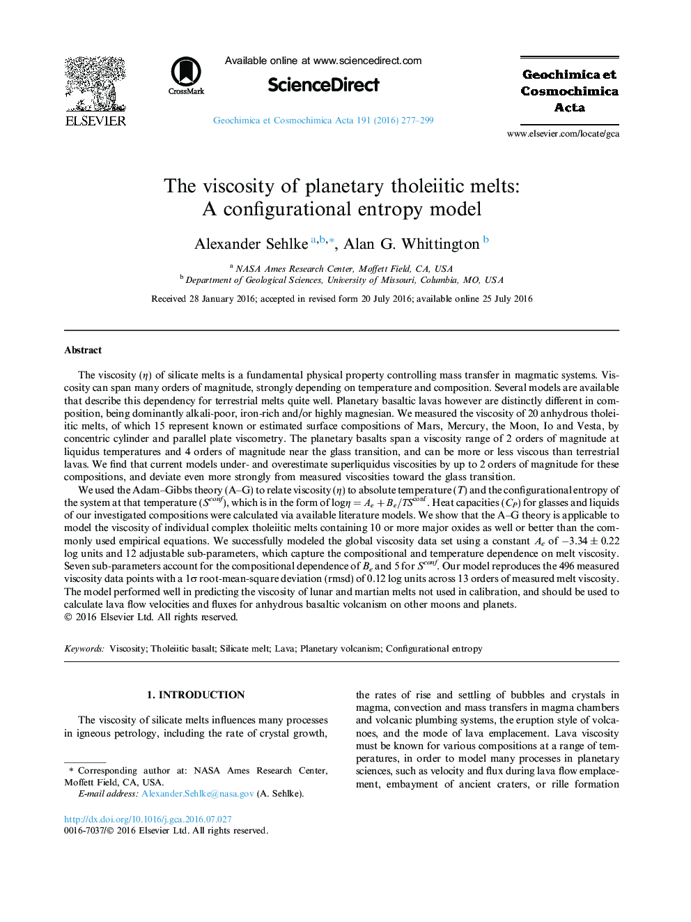 The viscosity of planetary tholeiitic melts: A configurational entropy model