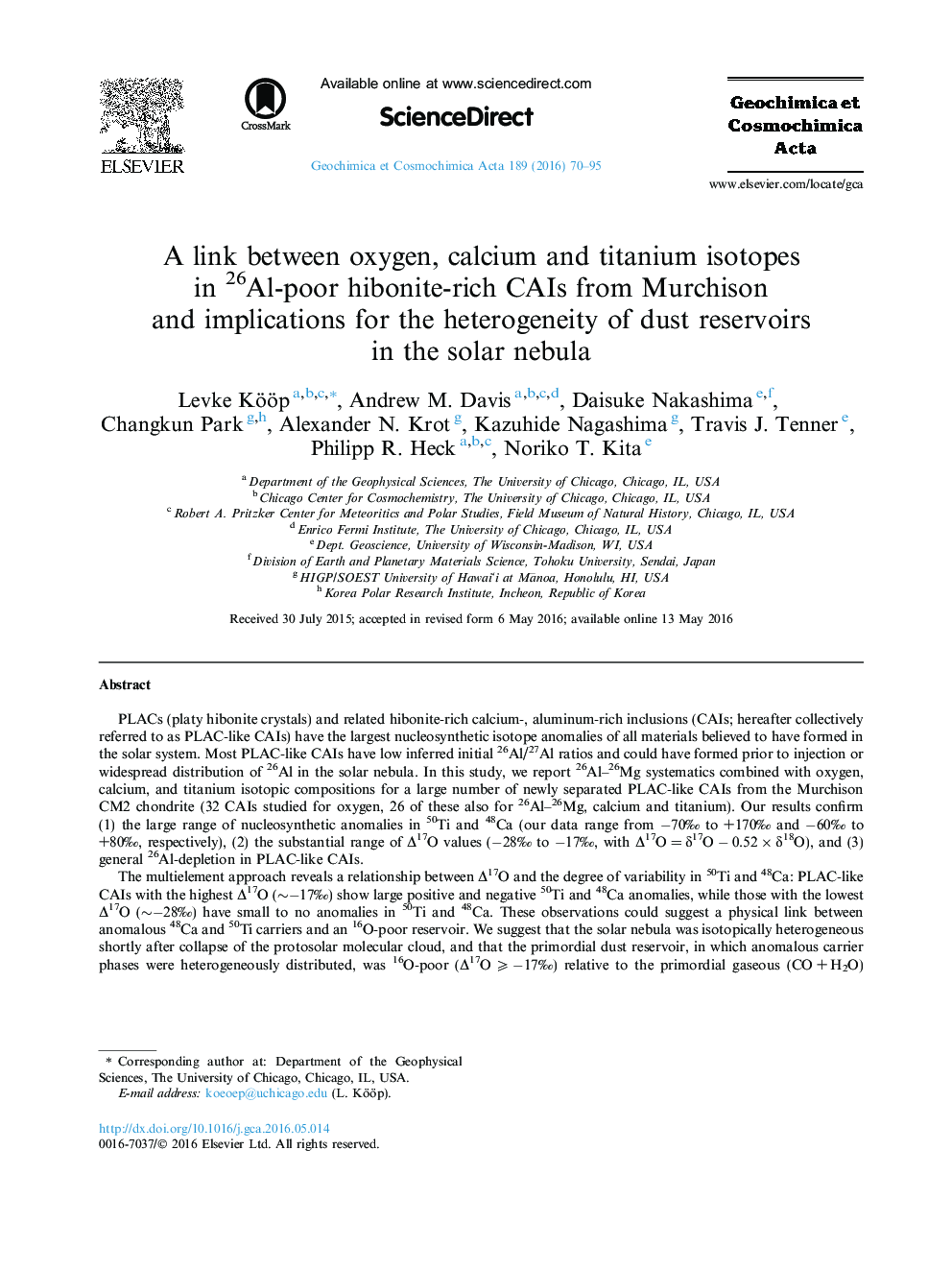 A link between oxygen, calcium and titanium isotopes in 26Al-poor hibonite-rich CAIs from Murchison and implications for the heterogeneity of dust reservoirs in the solar nebula