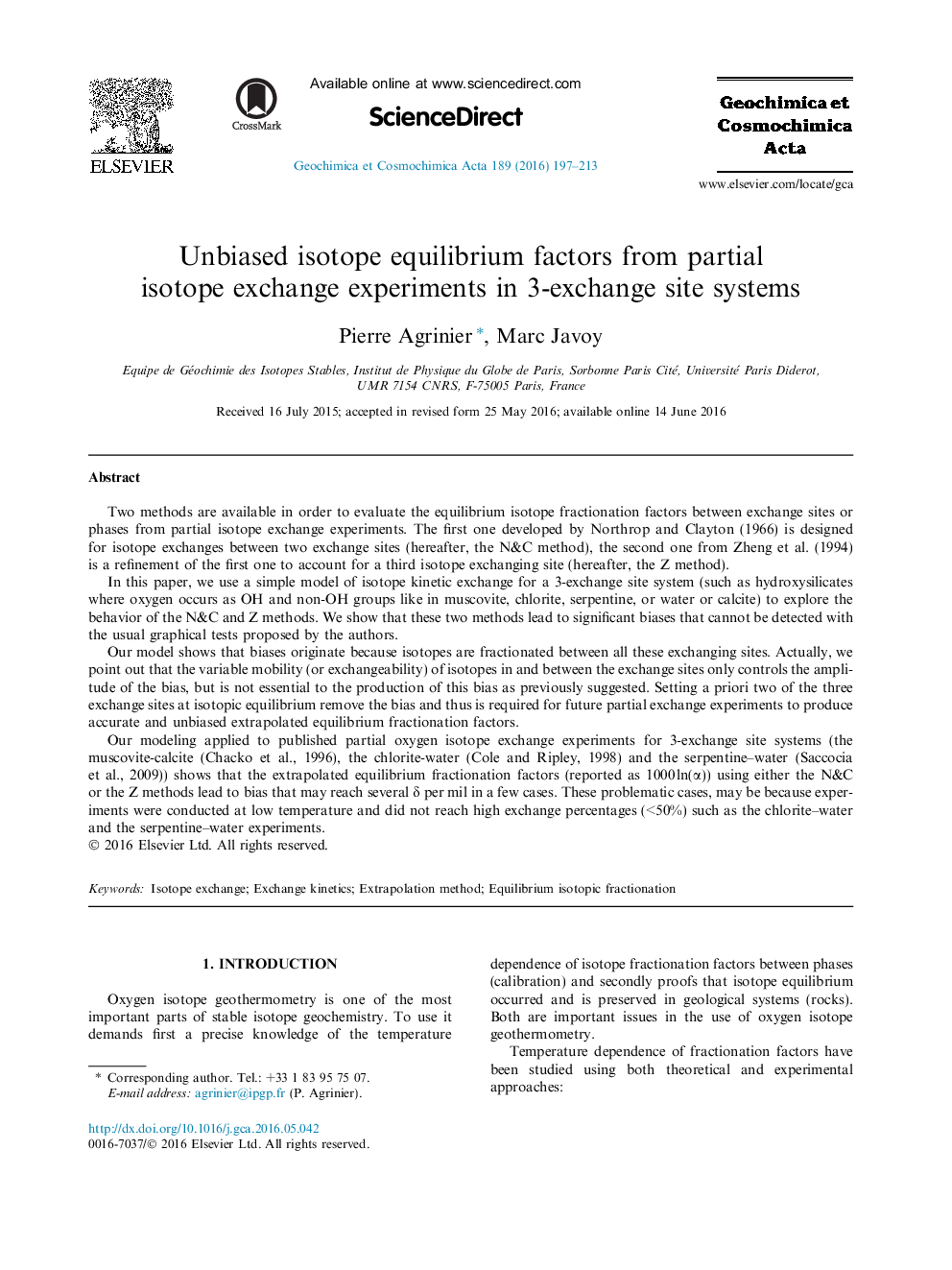 فاکتورهای تعادلی ایزوتوپ بی طرف از آزمایشات تبادل ایزوتوپ جزئی در سیستم های 3-مبادله سایت 